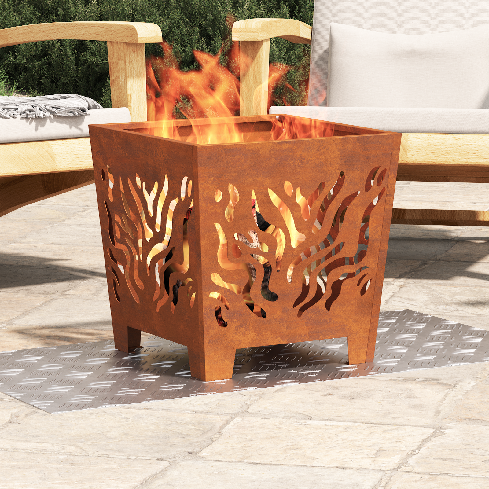 Dischi Quadrati 2 Pcs Argento 50 X 50 Cm Alluminio