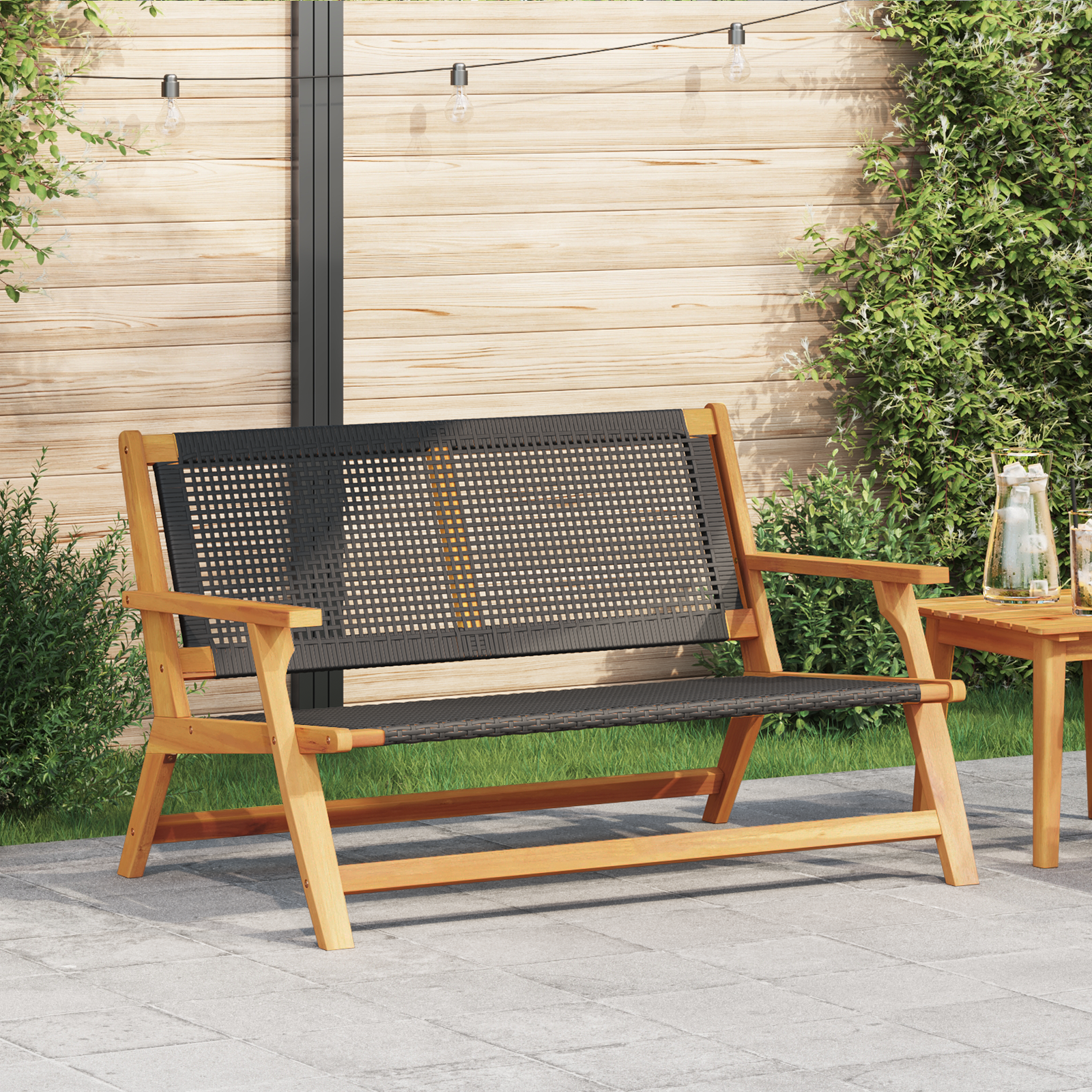 Arredamento Da Giardino Con Cuscino Nero 122 X 78 X 73cm