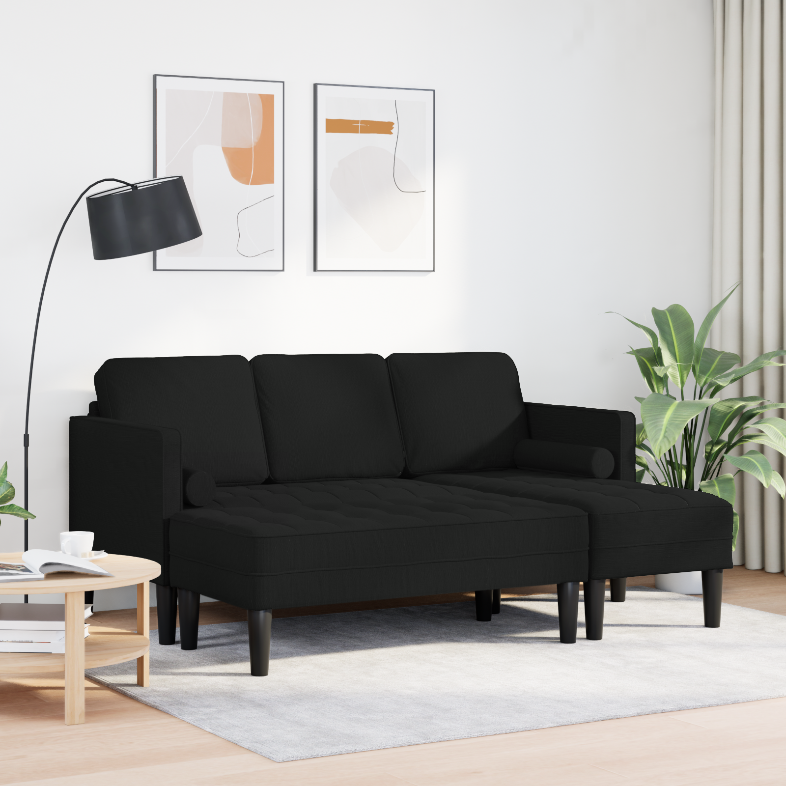 Set Di Divani 2 Pcs Nero 173 X 131 X 67 Cm Tessuto - Image 3