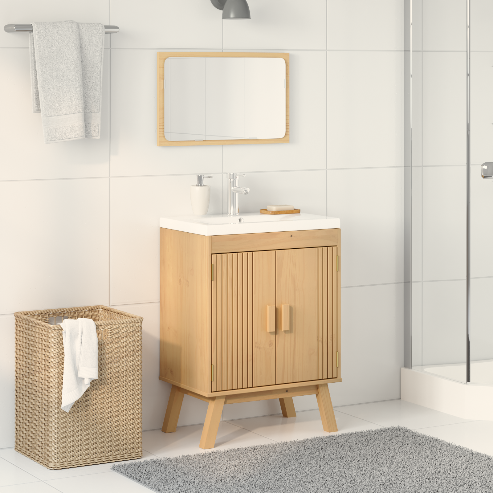 Mobiletto Per Lavabo Con Porta Olden Marrone 114 X 43 X 73.5 cm - Image 4