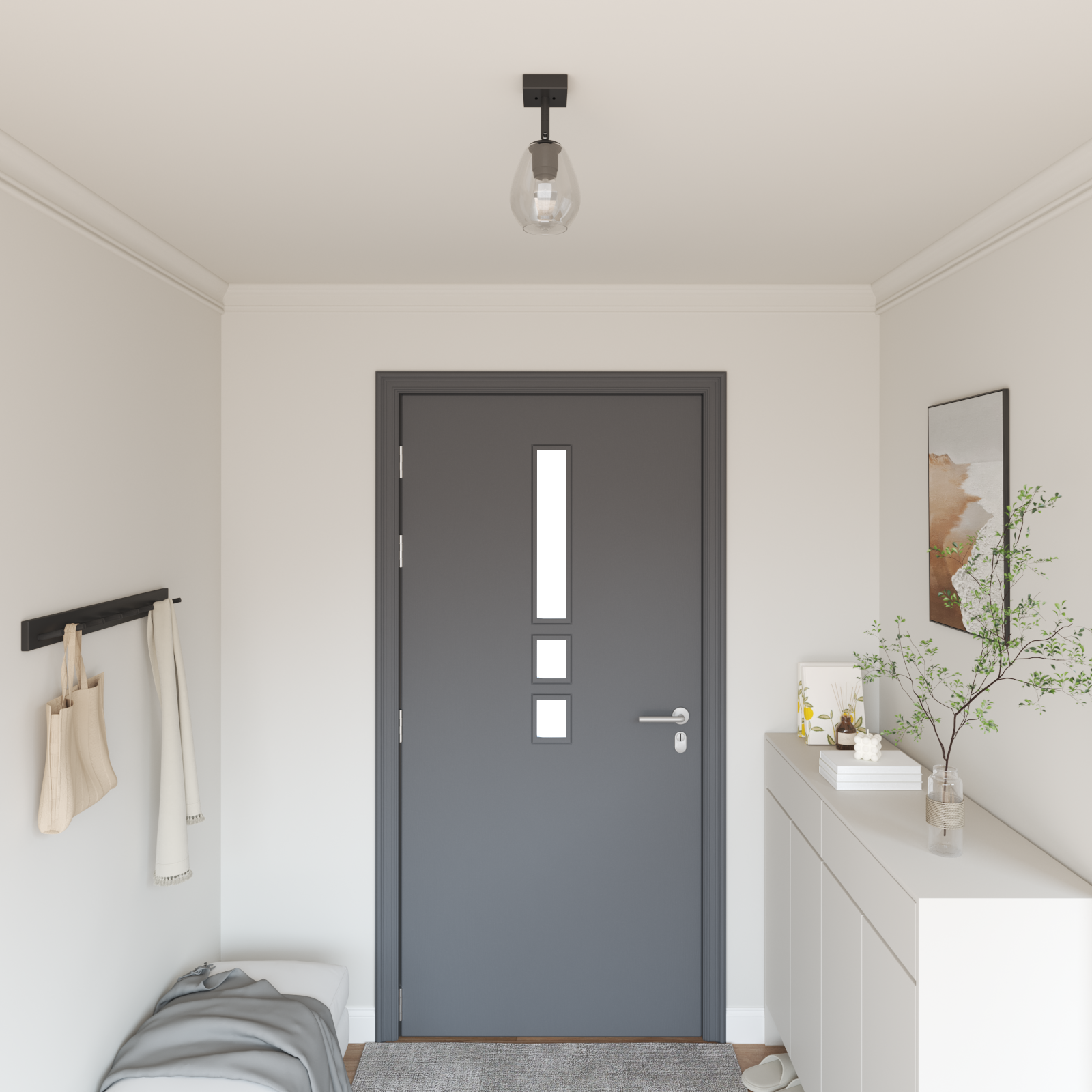 Faretto Da Soffitto Nero 13 X 13 X 26 Cm Vetro E Metallo