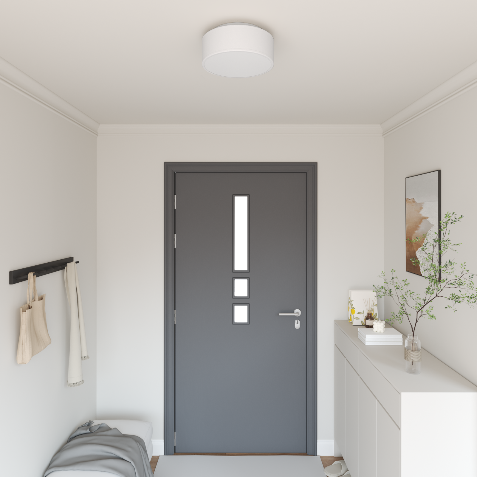 Lampada Da Soffitto Bianco 30 X 13.5 Cm Tessuto