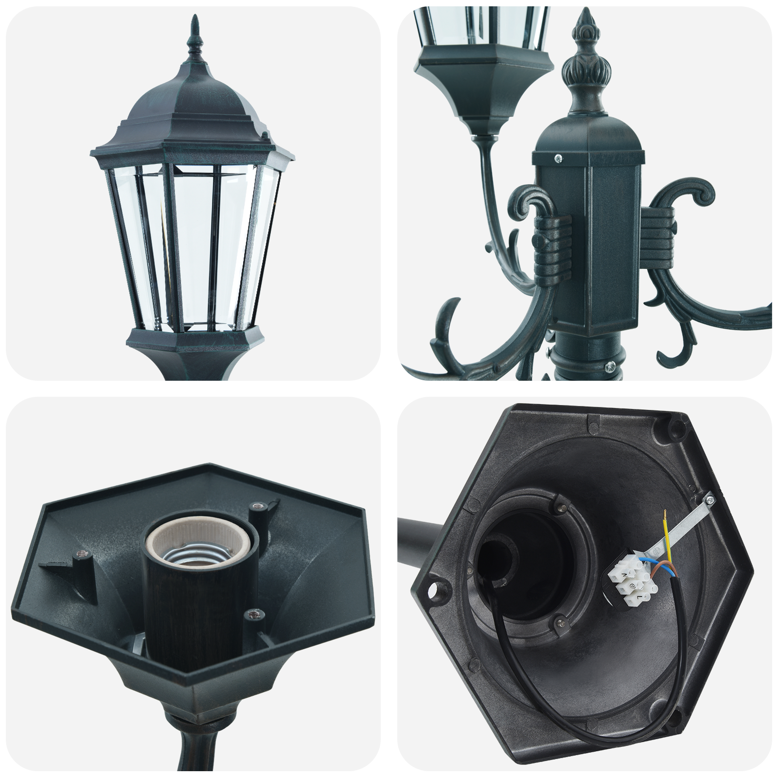 Posto Luce Da Giardino Verde Scuro Alluminio E Vetro - Image 5