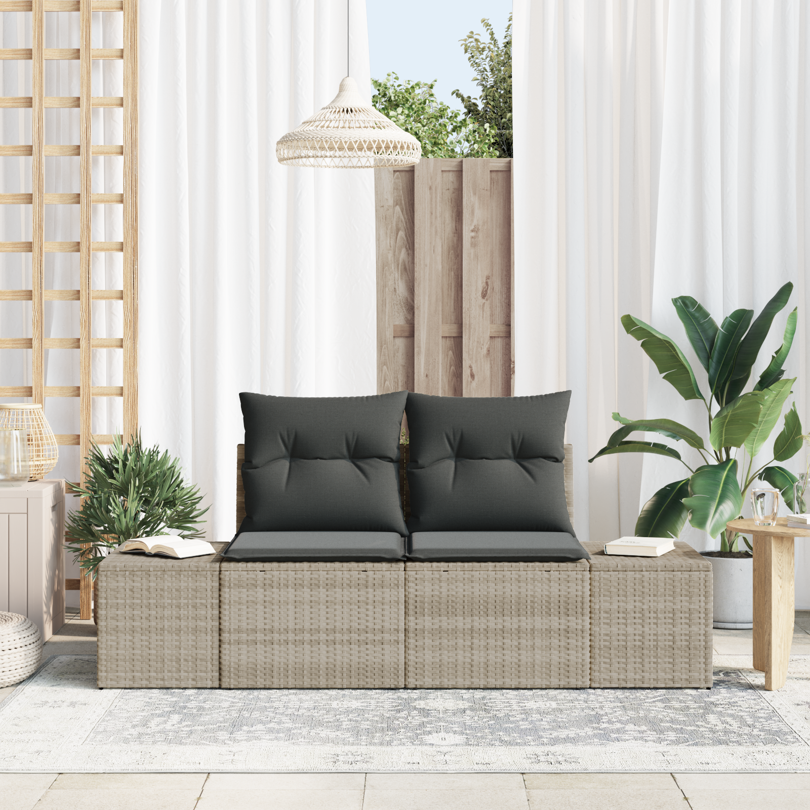 Divano Da Giardino Grigio 123 X 62 X 69cm Polyrattan