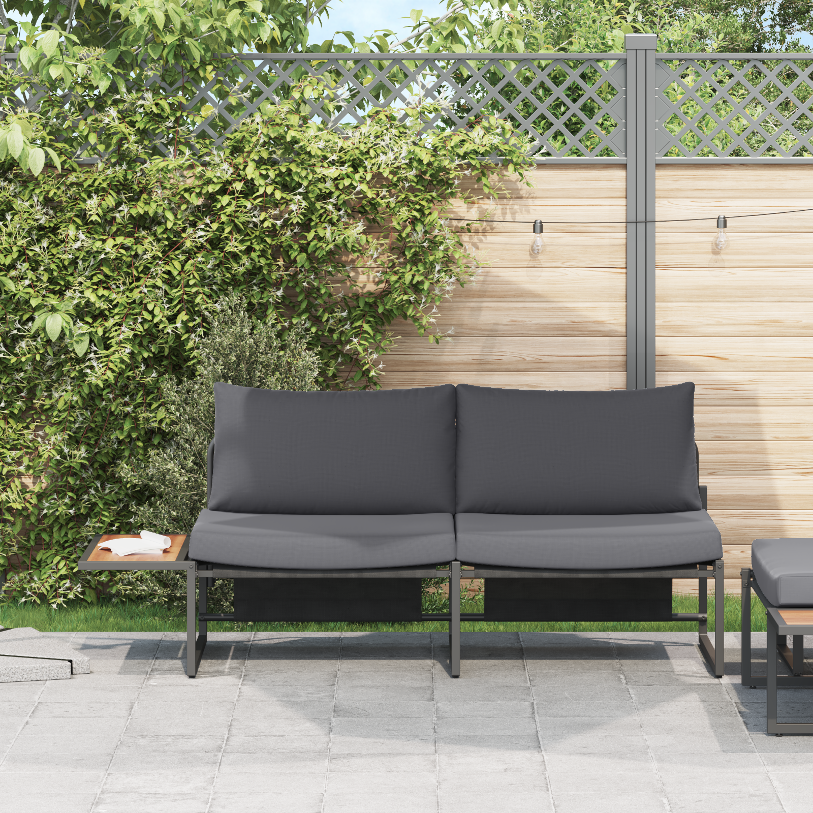 Divano Da Giardino Marrone 200.5 X 70 X 85.5cm Metallo