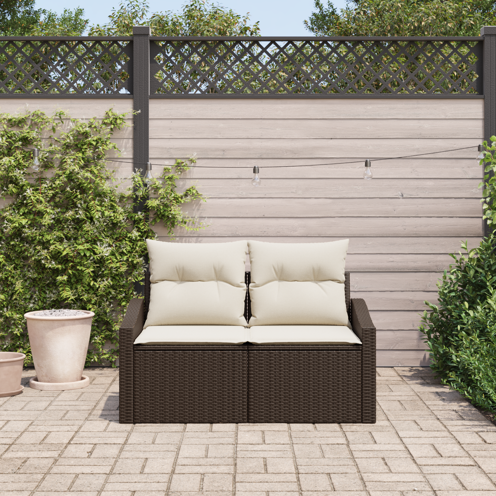 Divano Da Giardino Marrone 123 X 62 X 69cm Polyrattan
