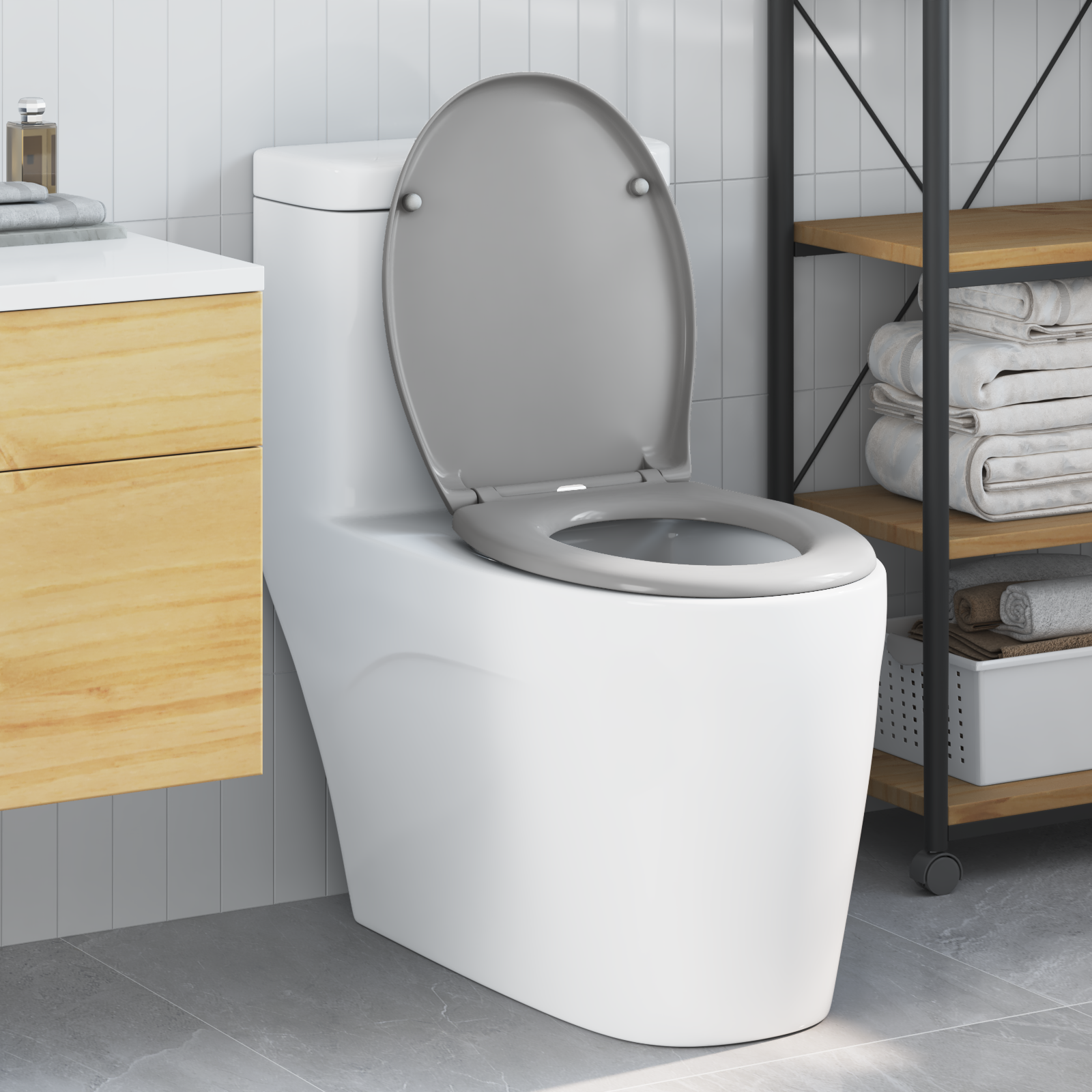 Sedile Del Wc Con Rilascio Rapido Grigio 44.8 X 37.3 X 4.2 cm