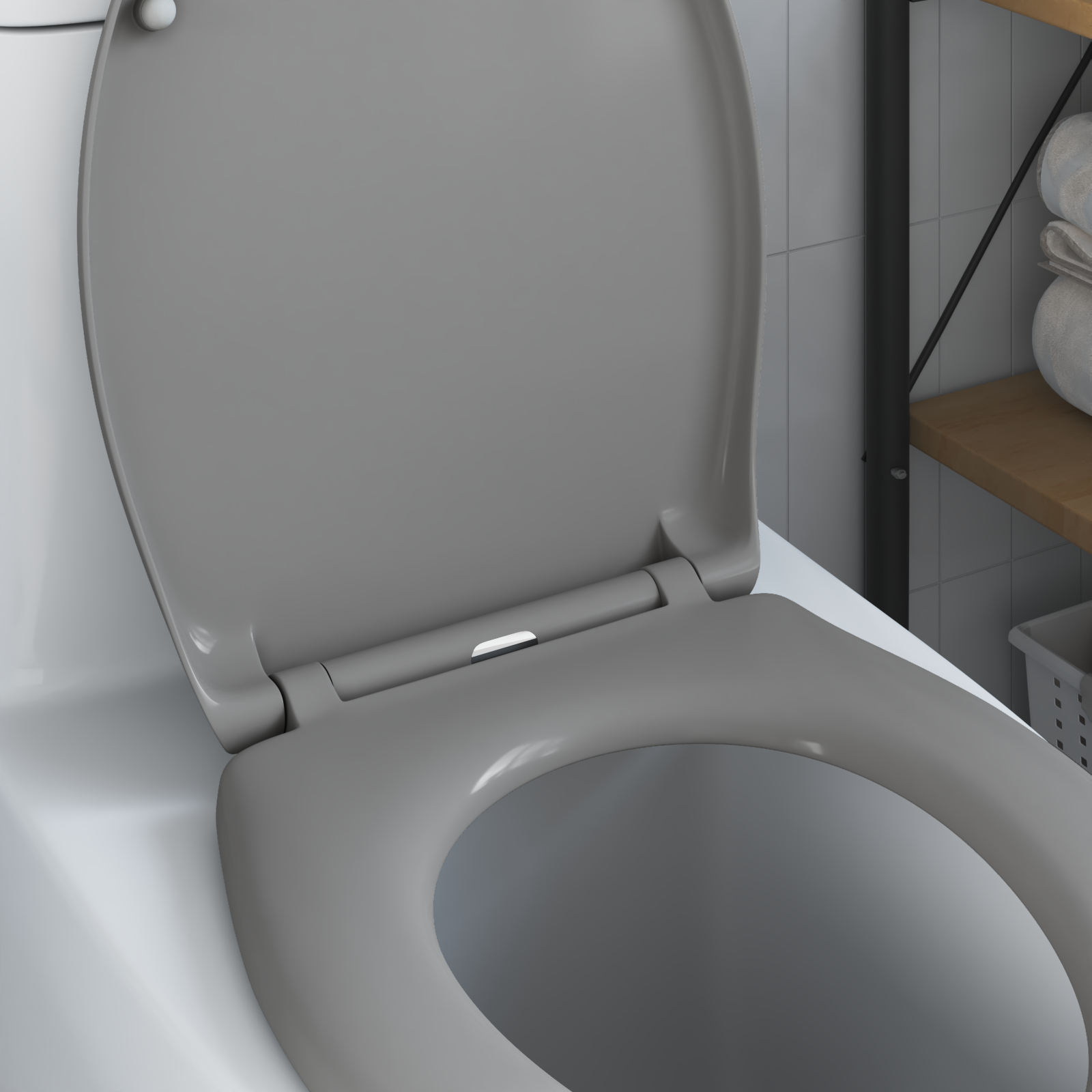 Sedile Del Wc Con Rilascio Rapido Grigio 44.8 X 37.3 X 4.2 cm - Image 4