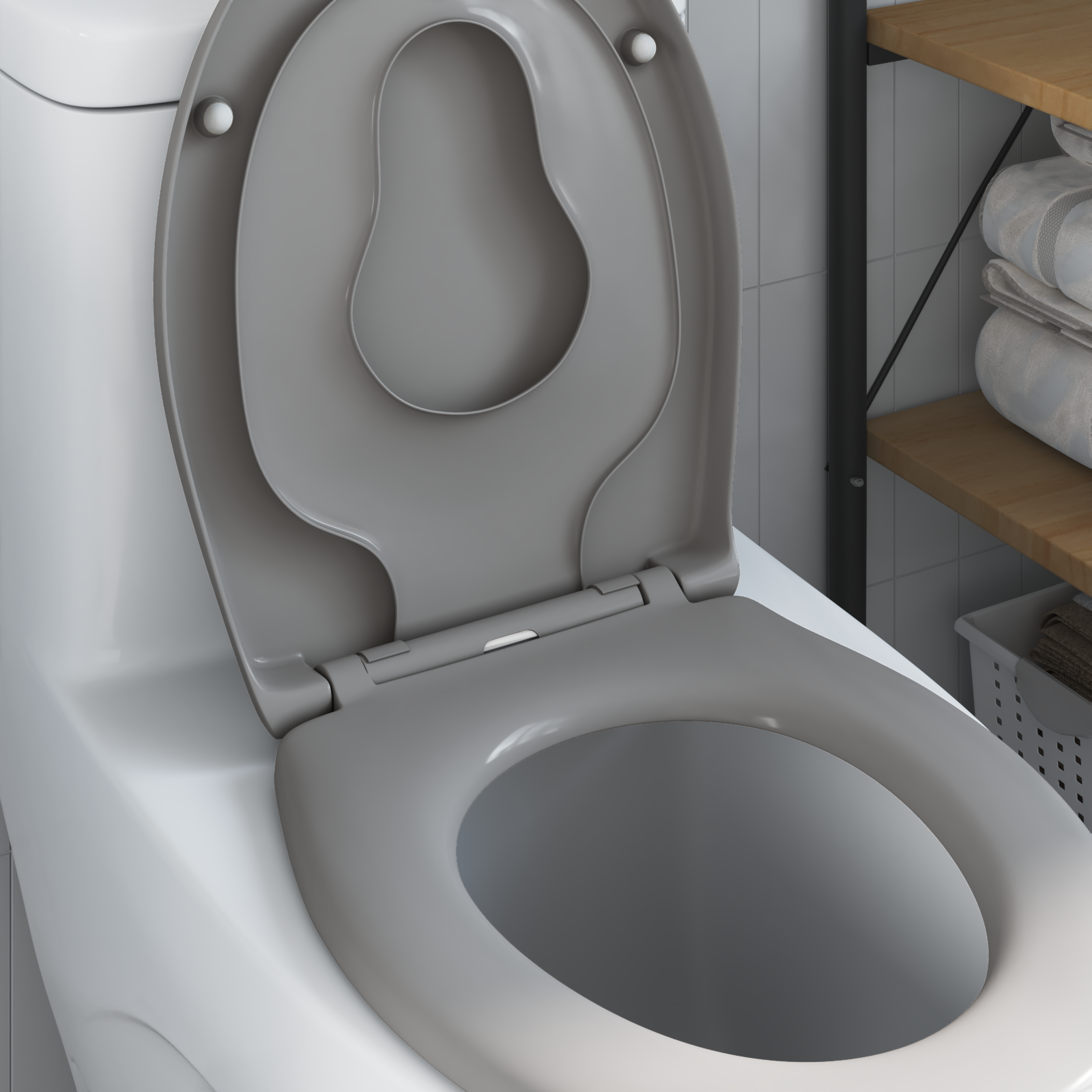 Sedile Del Wc Con Rilascio Rapido Grigio 44,5 X 37,3 X 4,3 cm - Image 4