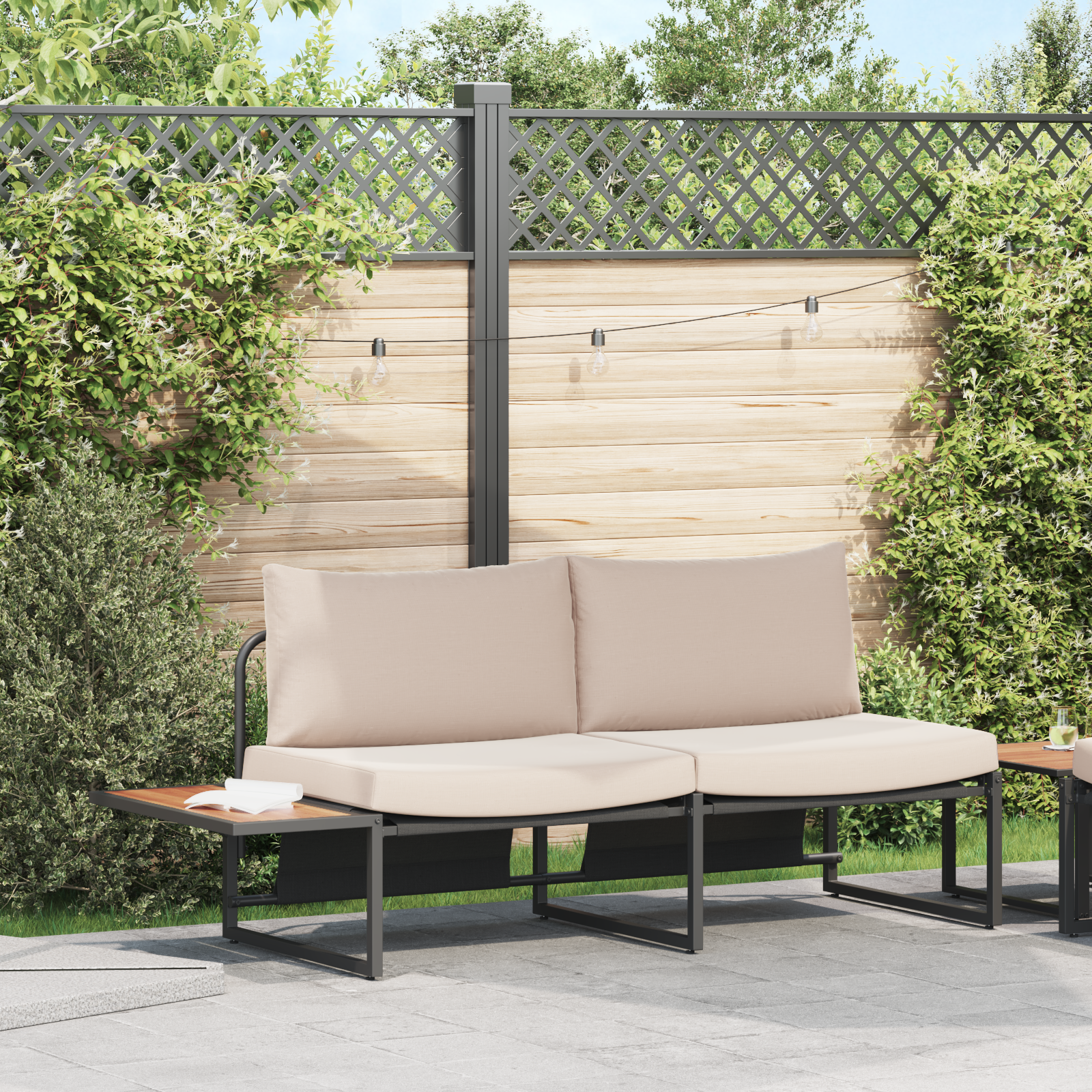 Divano Da Giardino Marrone 200.5 X 70 X 85.5cm Metallo