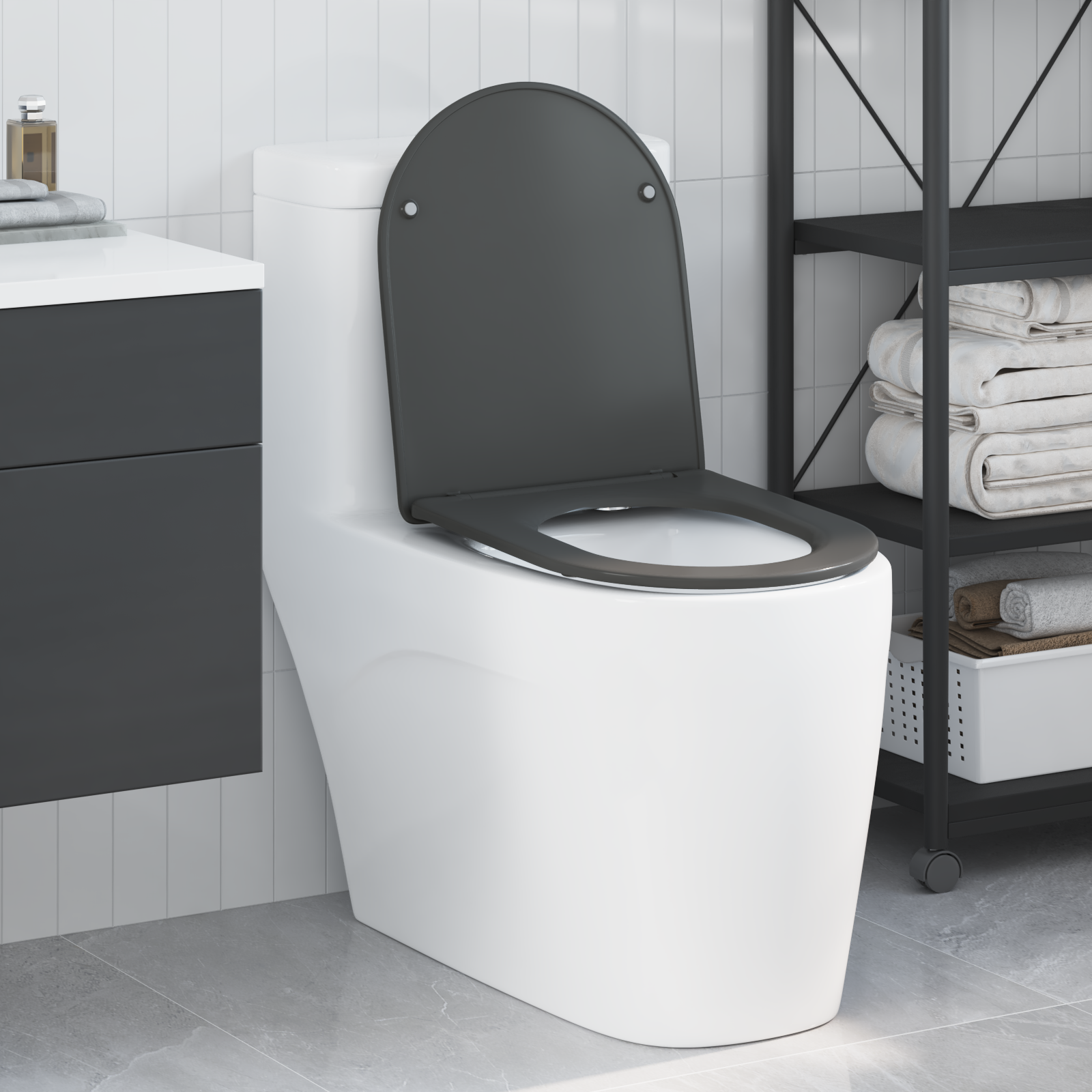 Sedile Del Wc Con Rilascio Rapido Antracite 44 X 36.4 X 3.4 cm