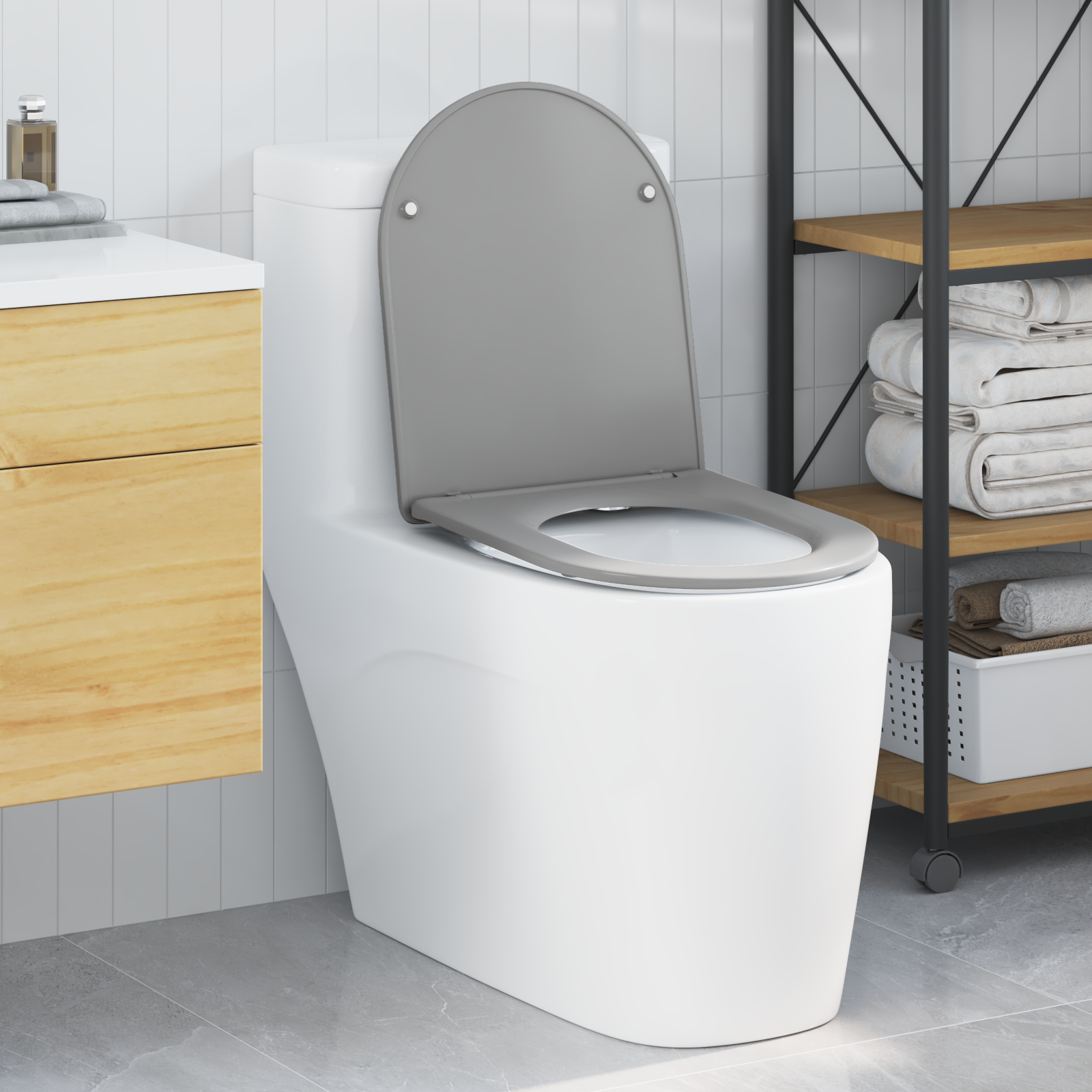 Sedile Del Wc Con Rilascio Rapido Grigio 44 X 36.4 X 3.4 cm