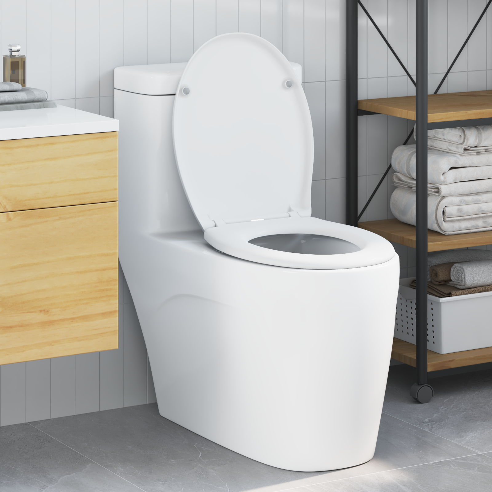 Sedile Del Wc Con Rilascio Rapido Bianco 44.8 X 37.3 X 4.2 cm