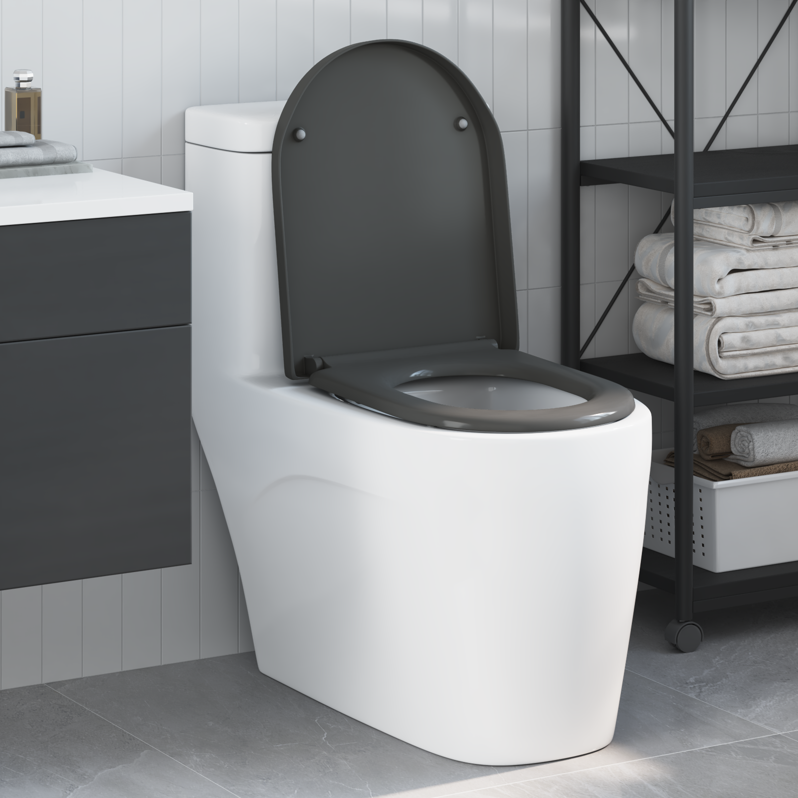 Sedile Del Wc Con Rilascio Rapido Antracite 46.2 X 36 X 4.3 cm