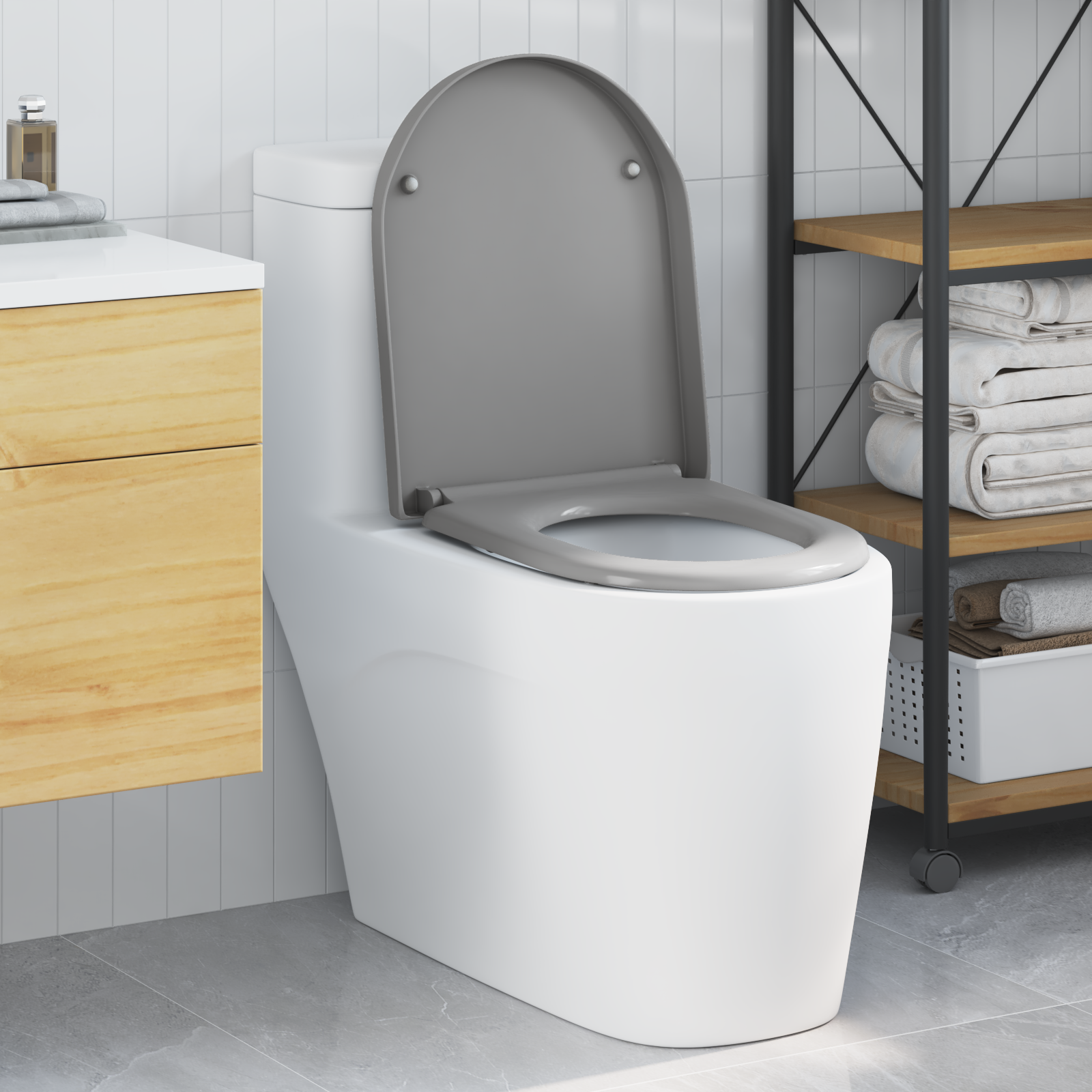 Sedile Del Wc Con Rilascio Rapido Grigio 46.2 X 36 X 4.3 cm