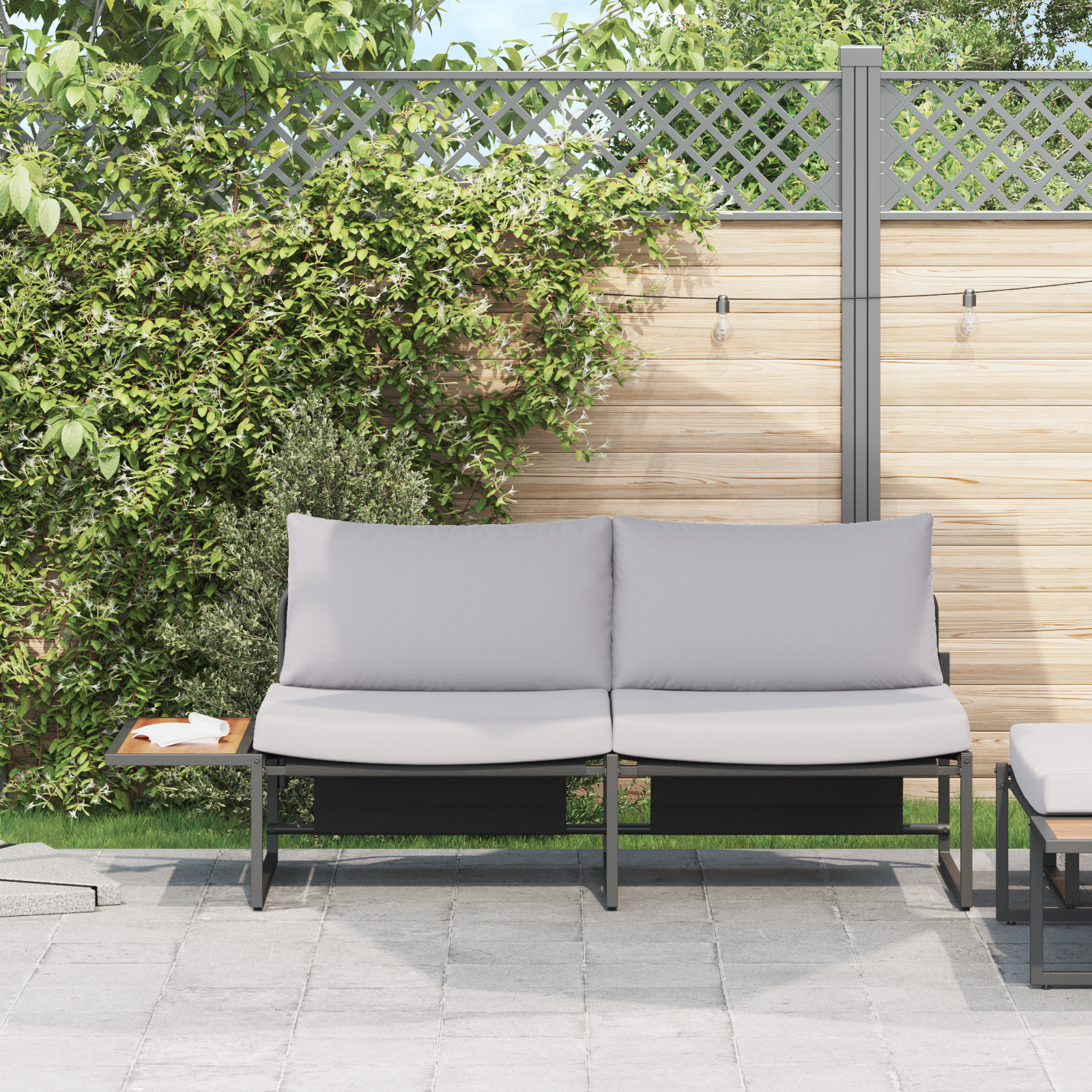Divano Da Giardino Marrone 200.5 X 70 X 85.5cm Metallo