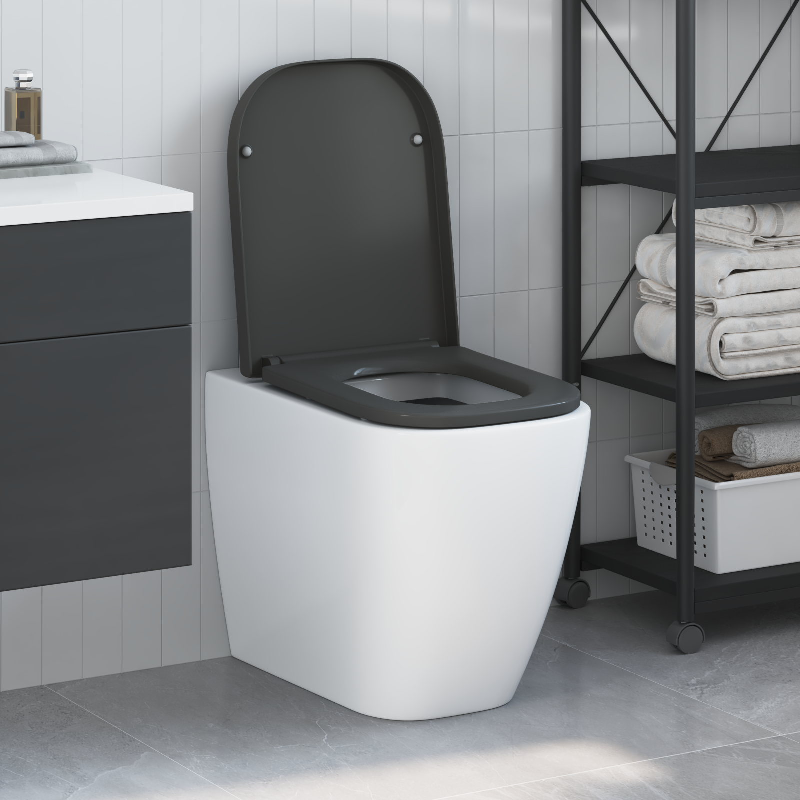 Sedile Del Wc Con Rilascio Rapido Antracite 44.5 X 35 X 3.6 cm