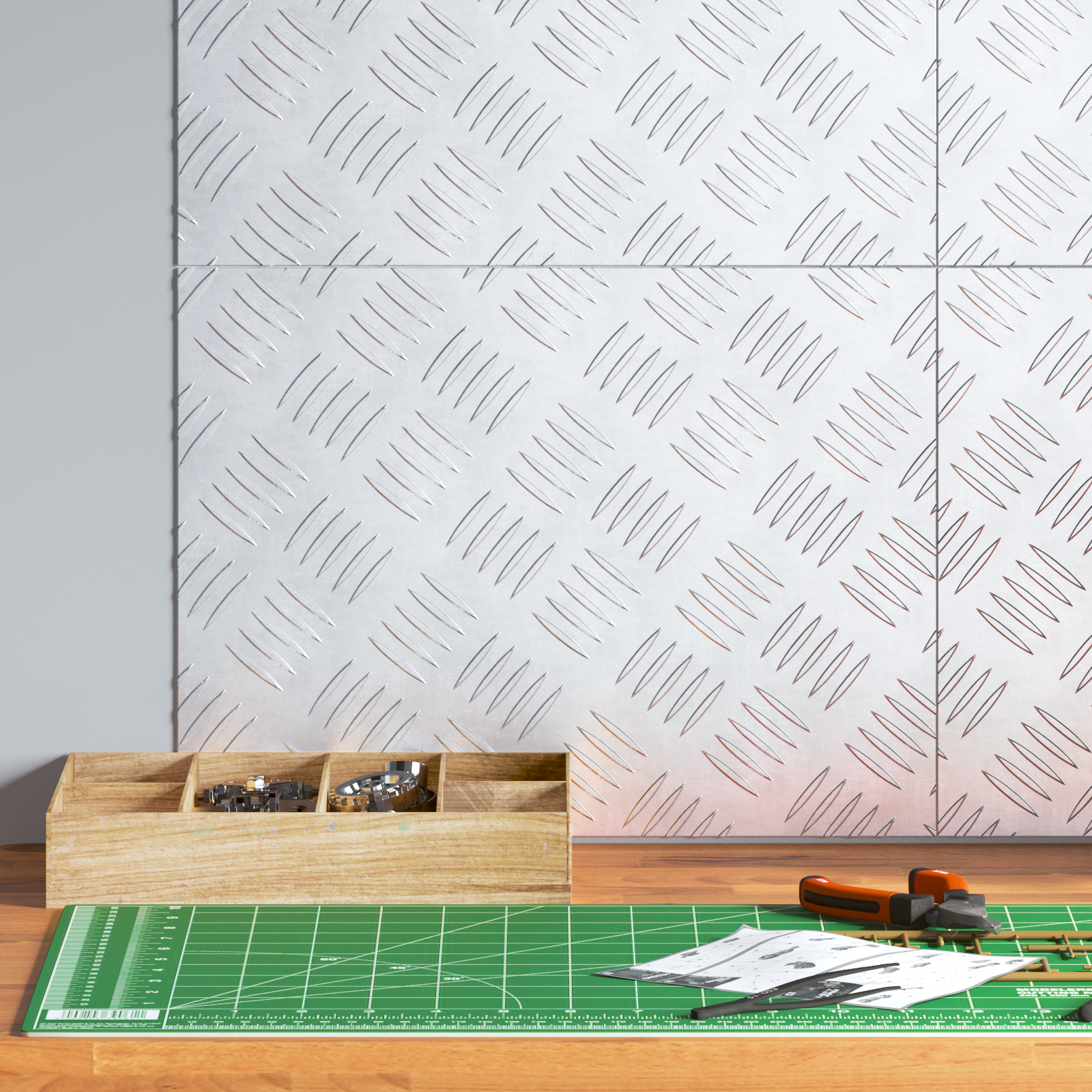 Dischi Quadrati 4 Pcs Argento 40 X 30 Cm Alluminio