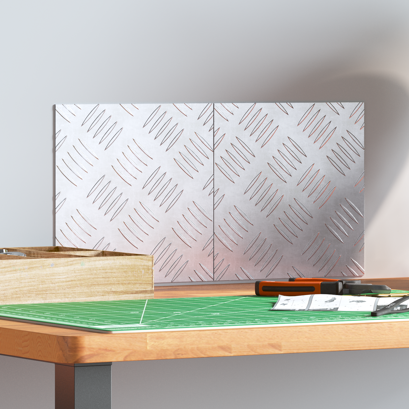 Dischi Quadrati 2 Pcs Argento 20 X 20 Cm Alluminio