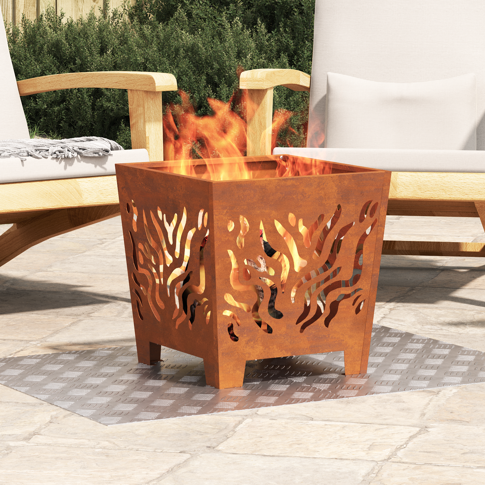 Dischi Quadrati 2 Pcs Argento 70 X 50 Cm Alluminio