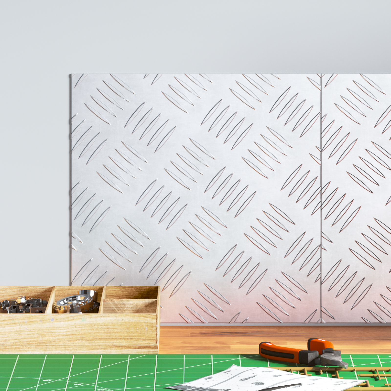 Dischi Quadrati 2 Pcs Argento 30 X 30 Cm Alluminio