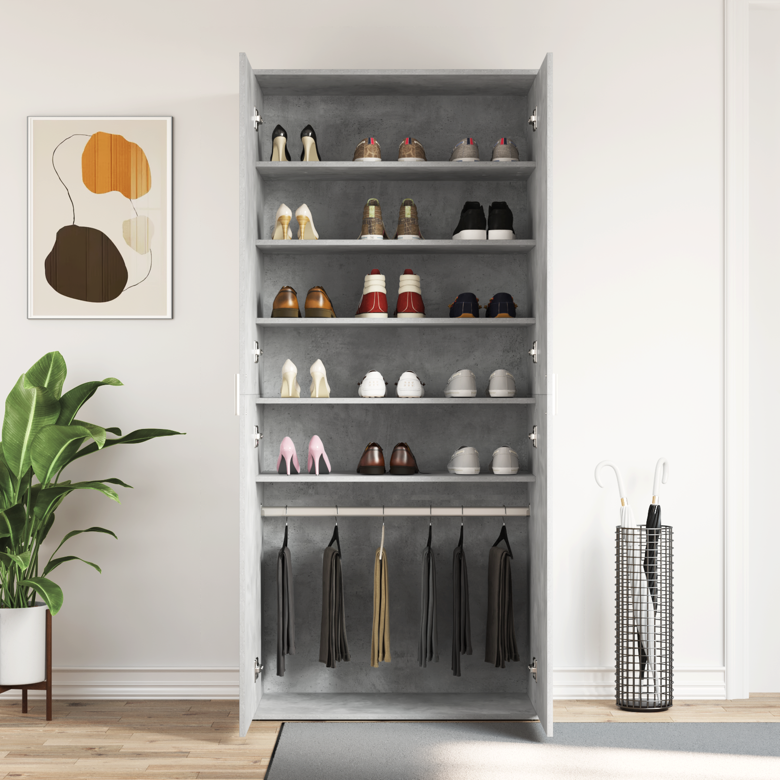 Mobile Per Scarpe Grigio 80 X 39 X 180 Cm Legno Multistrato - Image 4