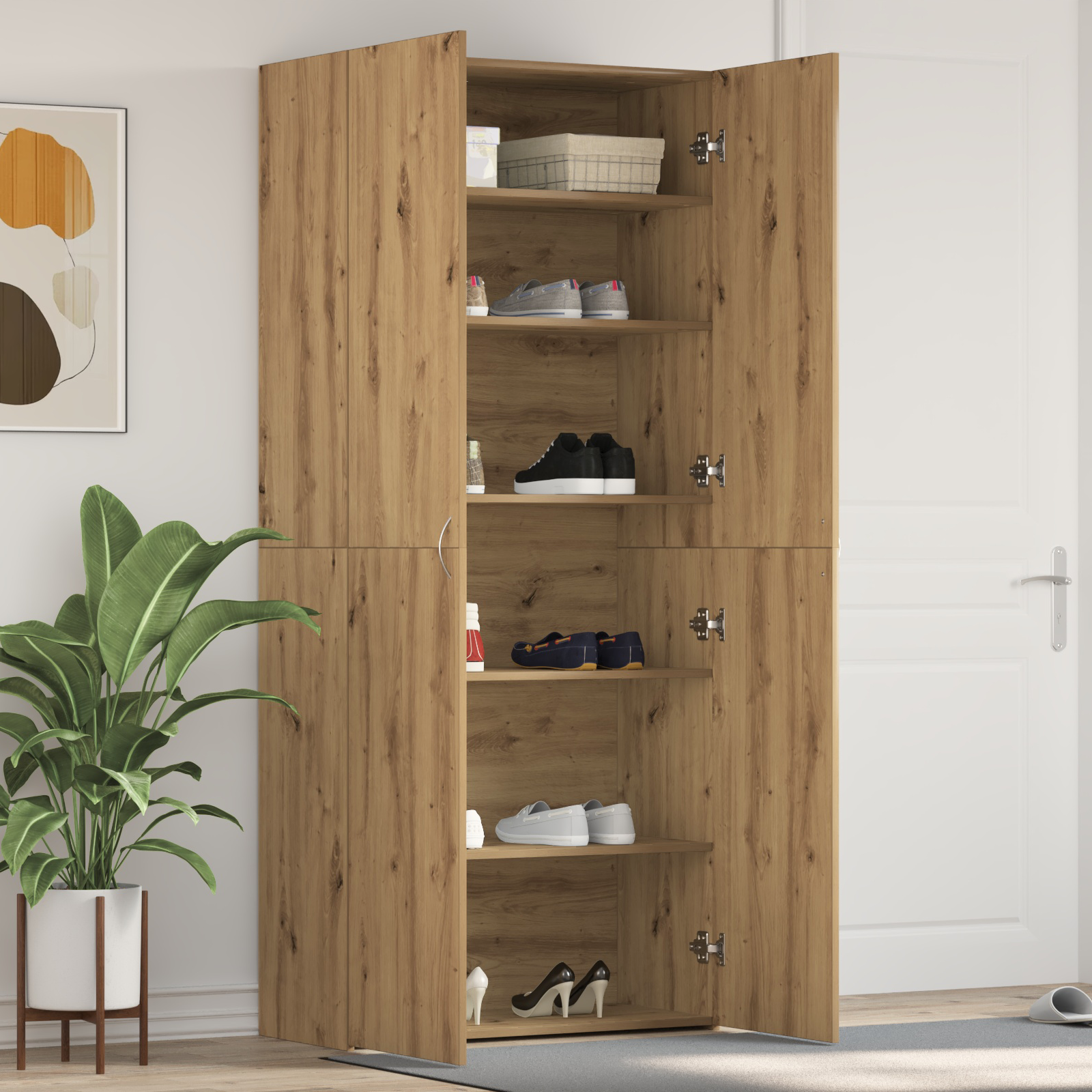 Mobile Per Scarpe Marrone 80 X 35.5 X 180 Cm Legno Multistrato
