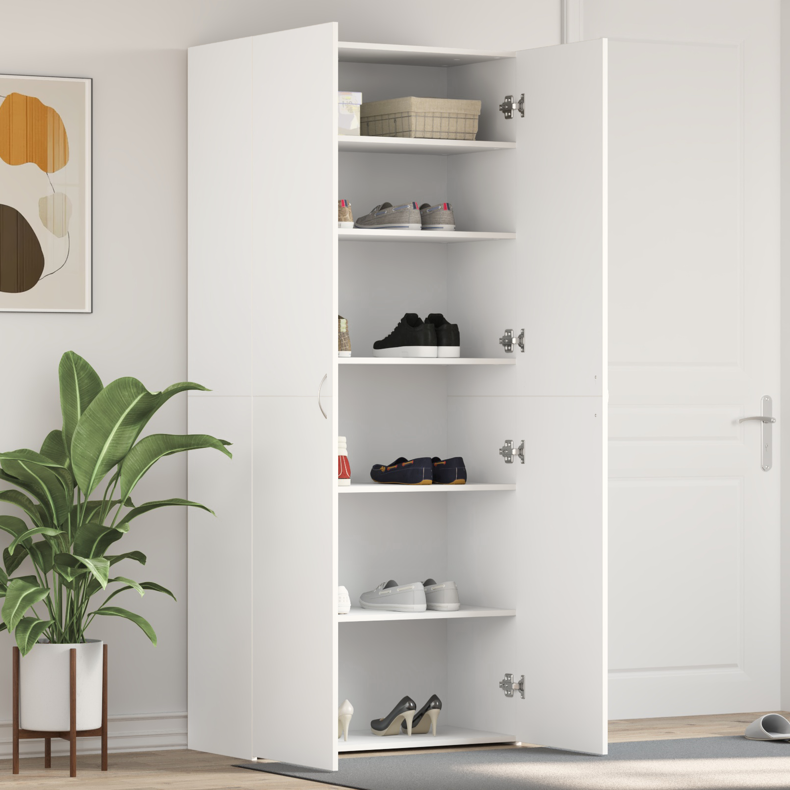 Mobile Per Scarpe Bianco 80 X 35.5 X 180 Cm Legno Multistrato