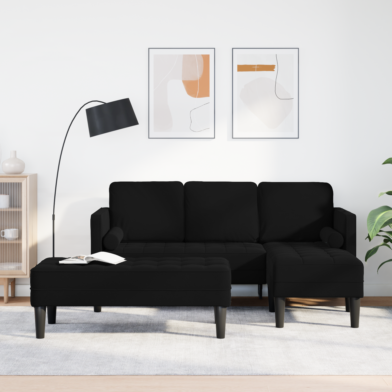 Set Di Divani 2 Pcs Nero 173 X 131 X 67 Cm Velluto