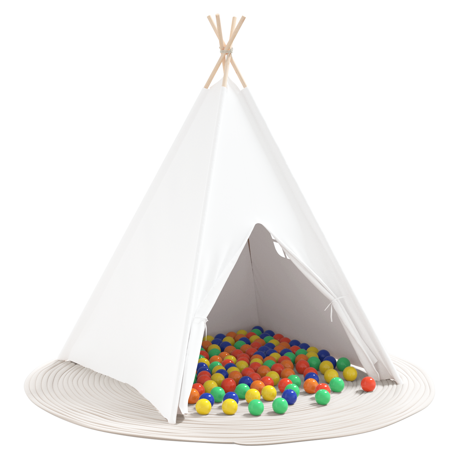 Tenda Teepee Bianco 120 X 120 X 150 Cm Tessuto E Plastica - Image 3