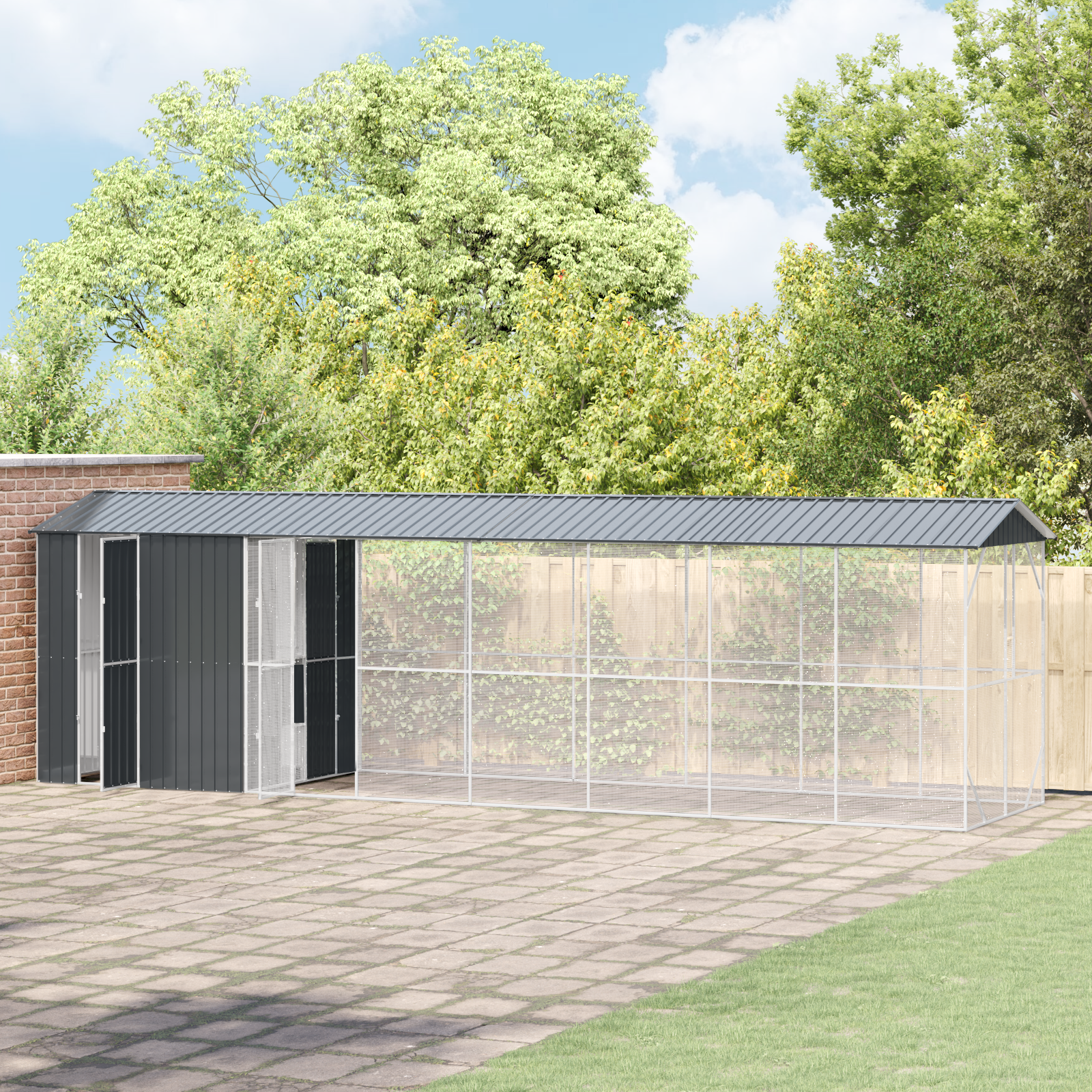 Gabbia Per Uccelli Antracite 860 X 208 X 247 Cm Acciaio Zincato - Image 3