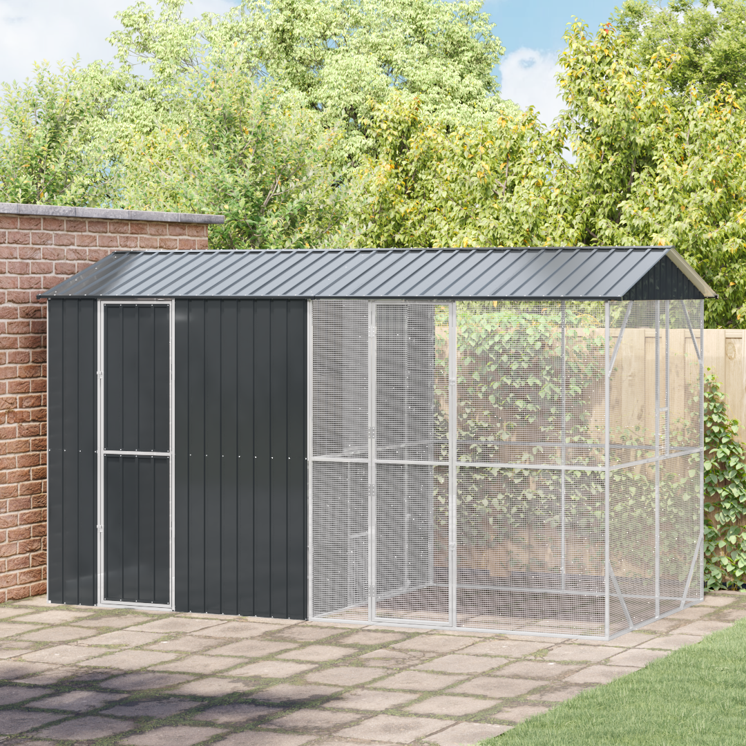 Gabbia Per Uccelli Antracite 430 X 208 X 247 Cm Acciaio Zincato