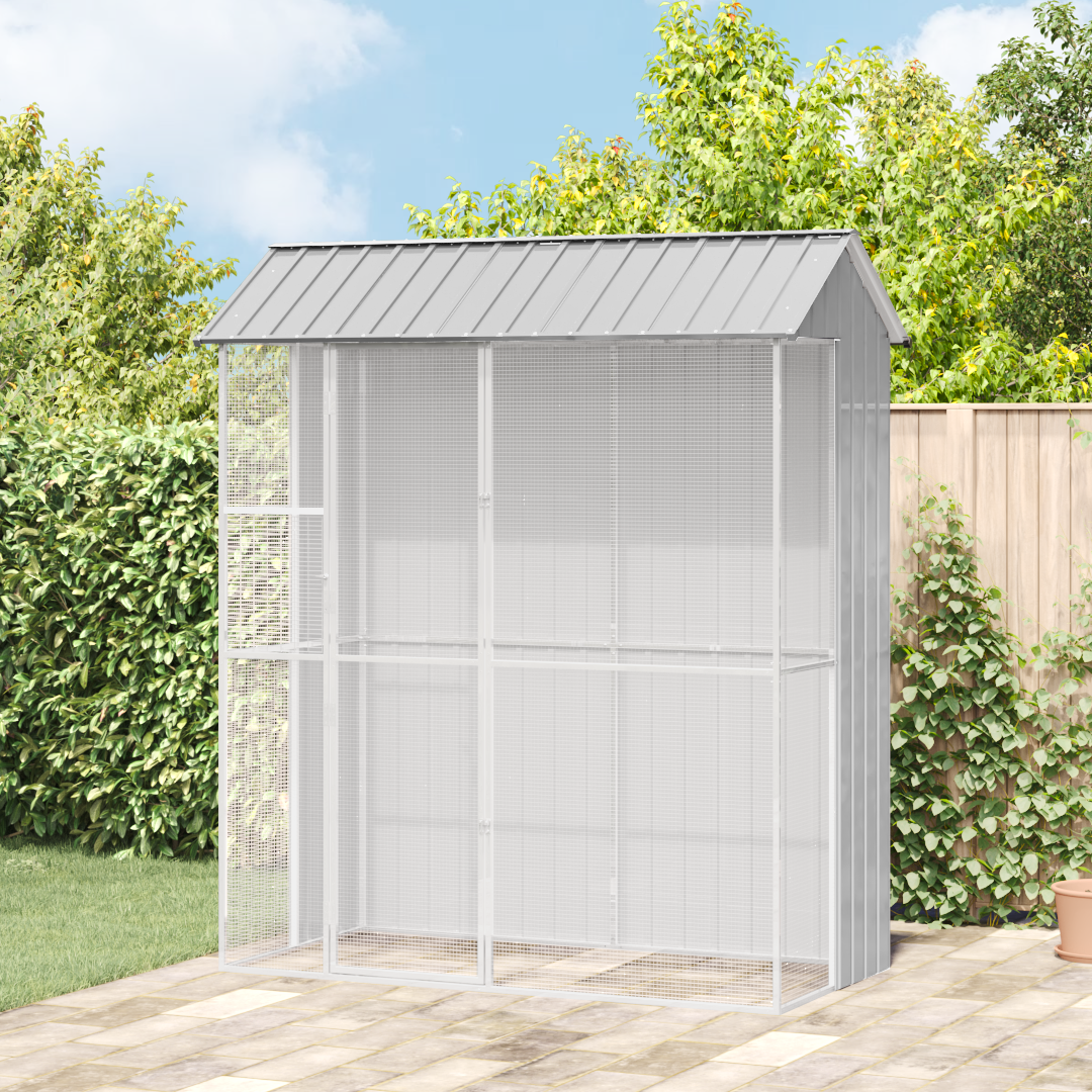 Gabbia Per Uccelli Grigio 215 X 110 X 247 Cm Acciaio Zincato