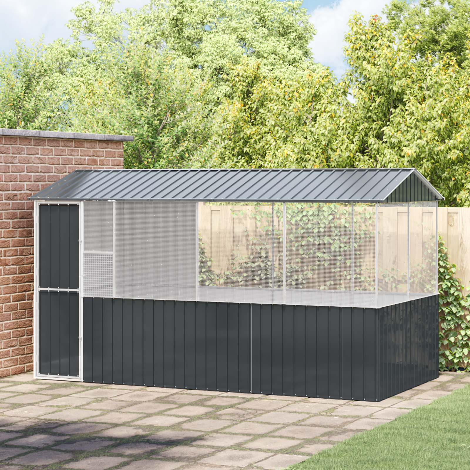 Gabbia Per Uccelli Antracite 410 X 210 X 230 Cm Acciaio Zincato