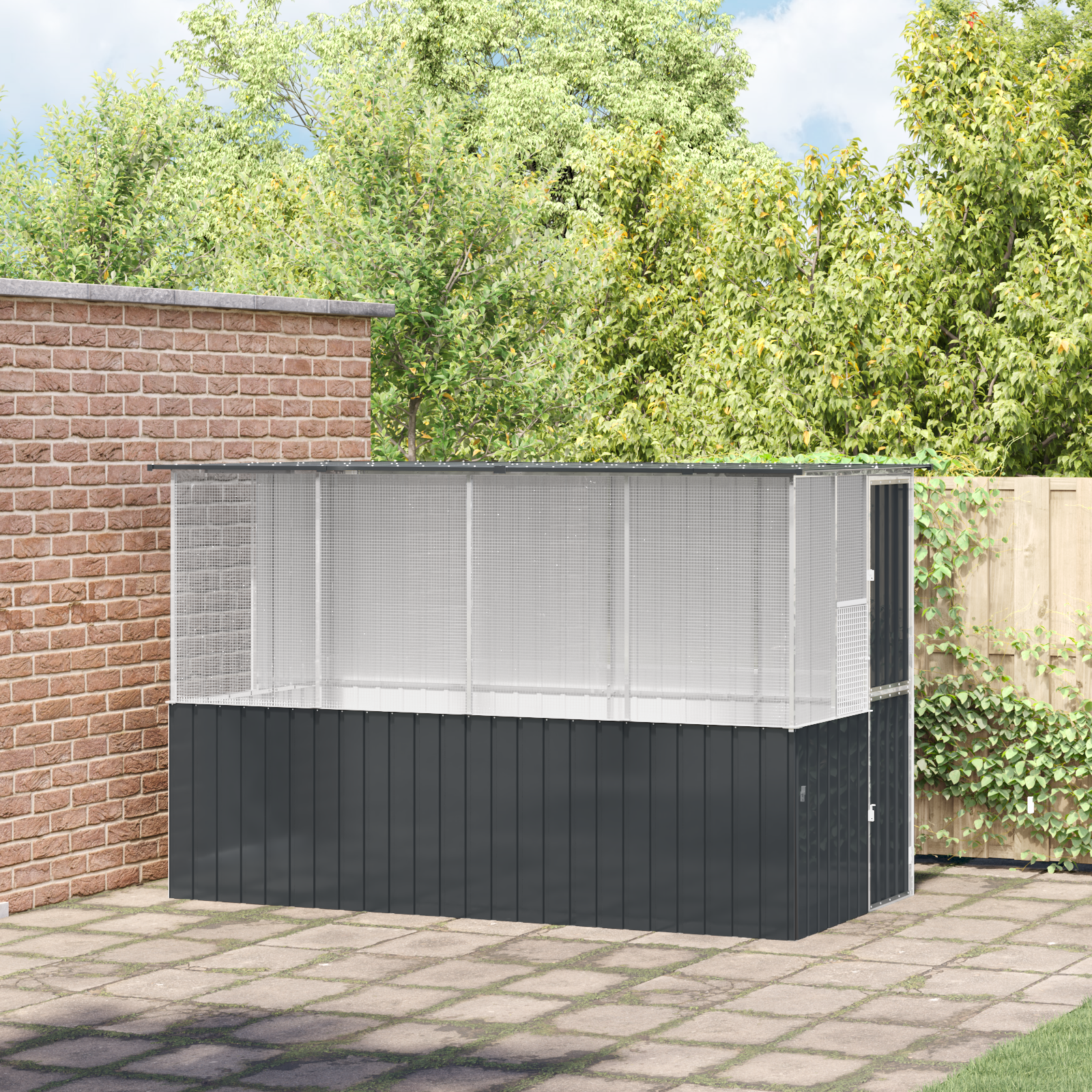 Gabbia Per Uccelli Antracite 315 X 167 X 200 Cm Acciaio Zincato