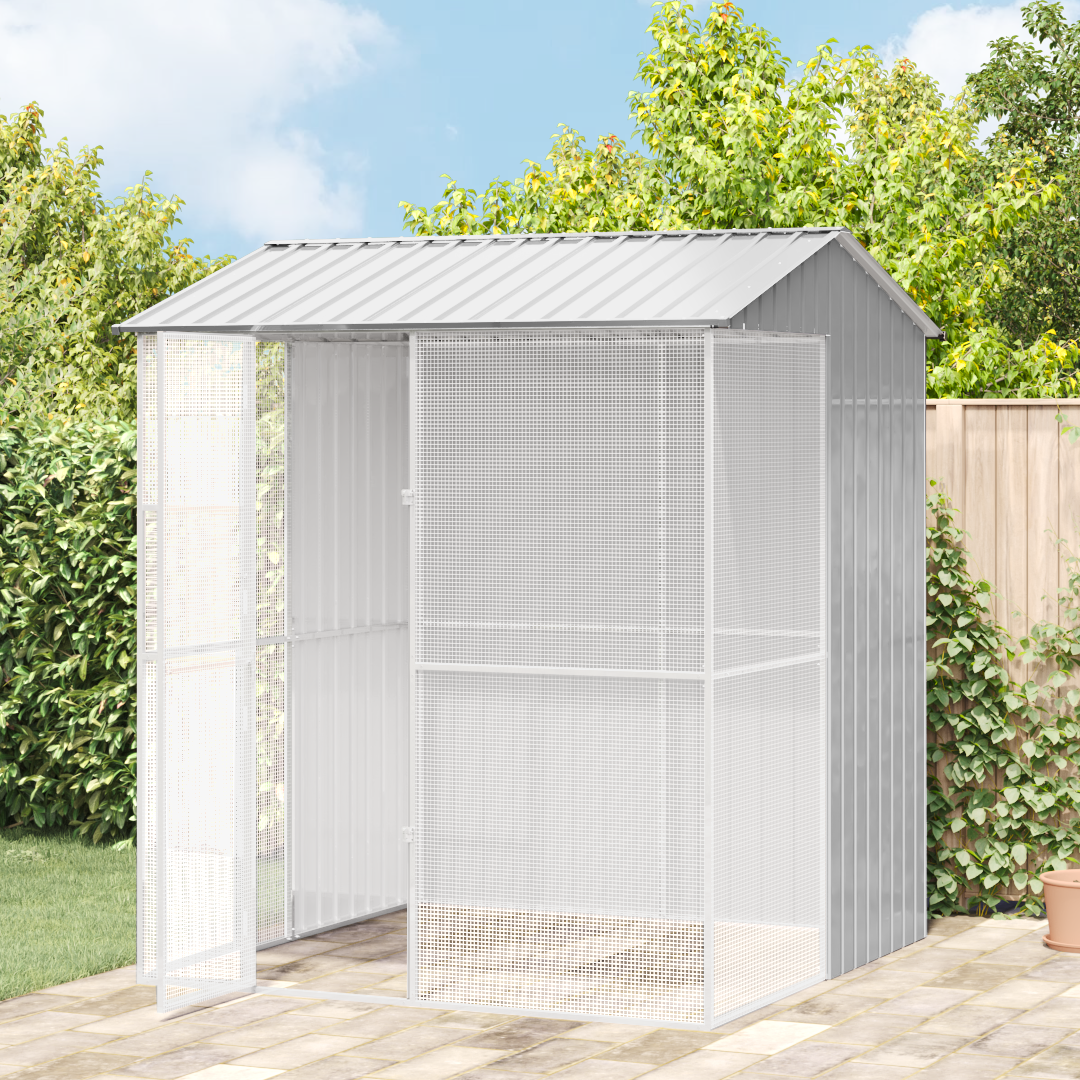 Gabbia Per Uccelli Grigio 215 X 210 X 247 Cm Acciaio Zincato - Image 3