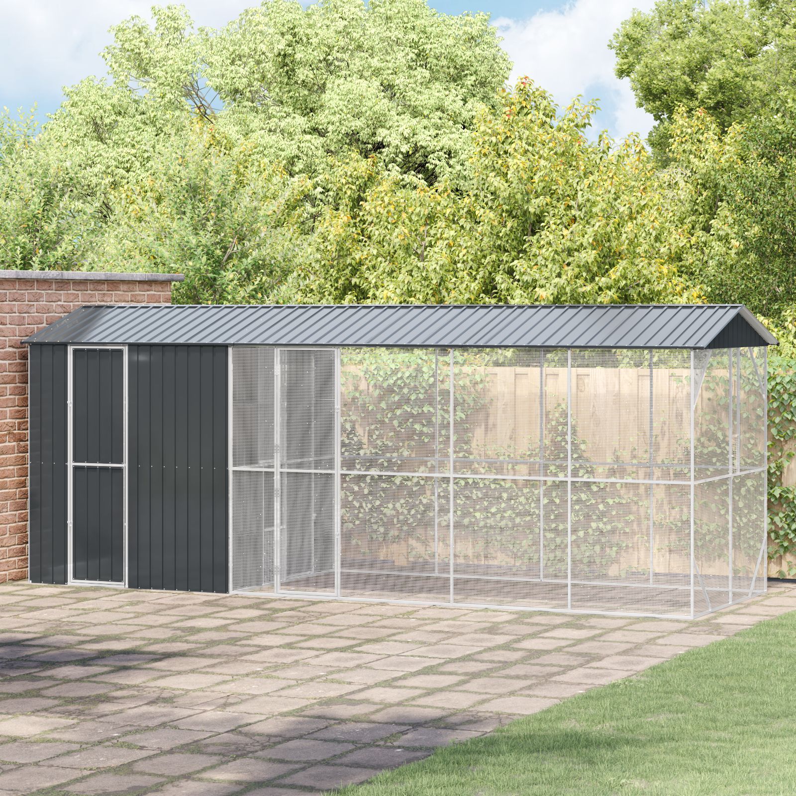 Gabbia Per Uccelli Antracite 645 X 208 X 247 Cm Acciaio Zincato