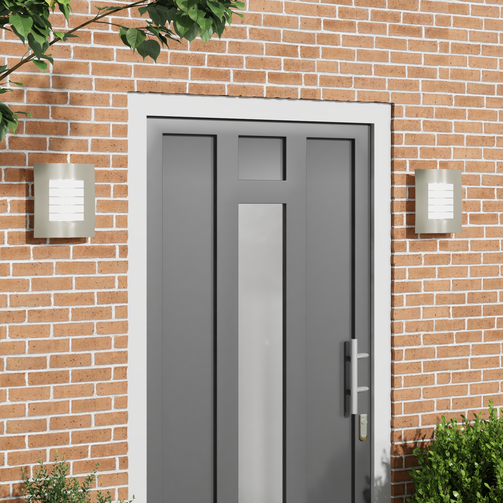 Lampade Da Parete Esterne 2 Pcs Argento 23.5 X 10.5 X 26 cm