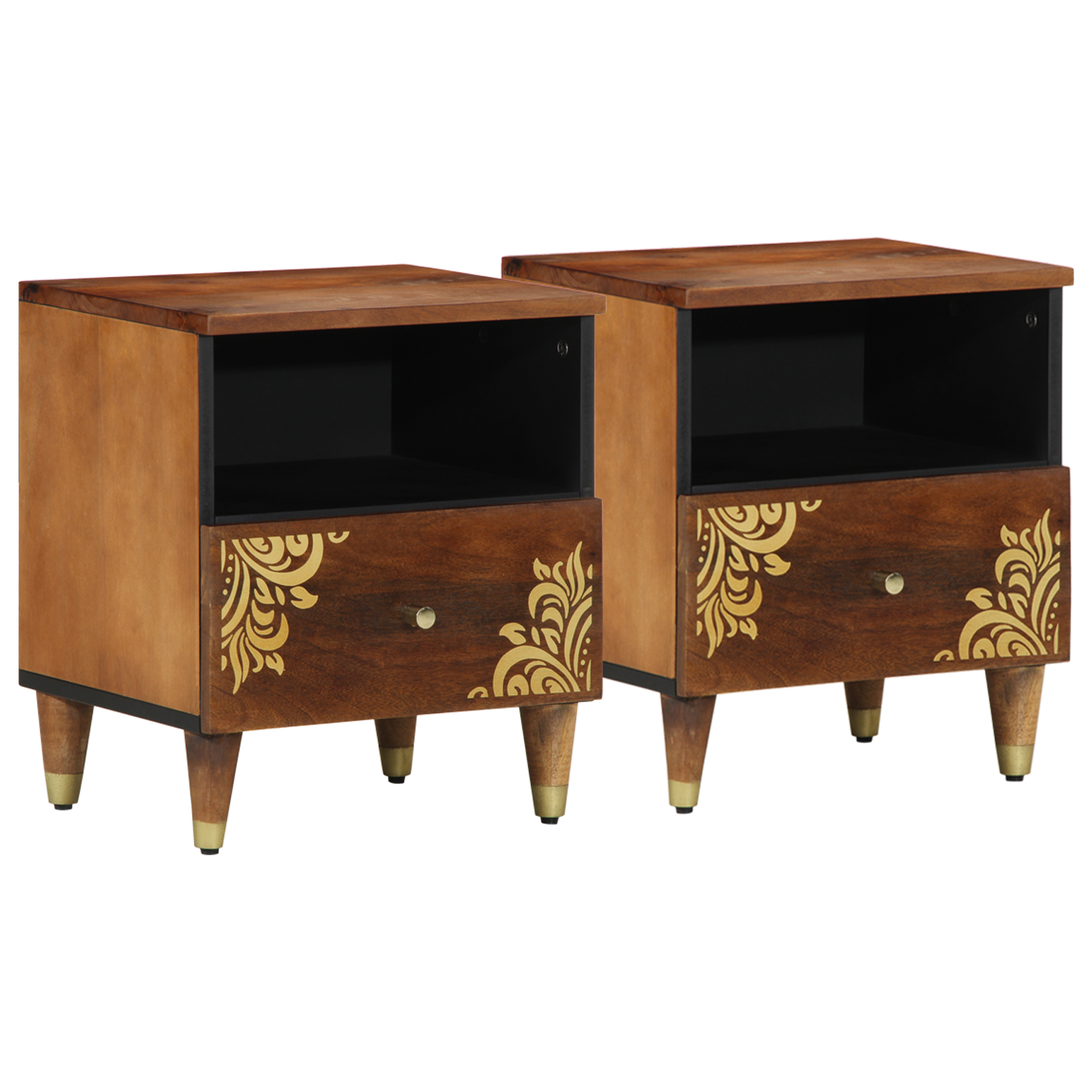 Armadio Da Notte 2 Pcs Marrone Ambrato 40 X 33 X 46 cm