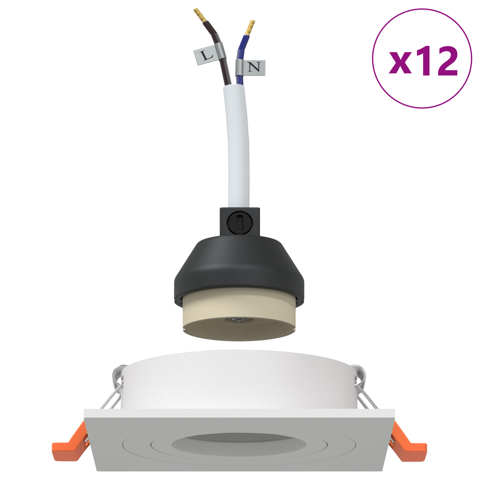 Spotlights Con I Riflettori 12 Pcs Bianco 9 X 9 X Cm Alluminio - Image 4