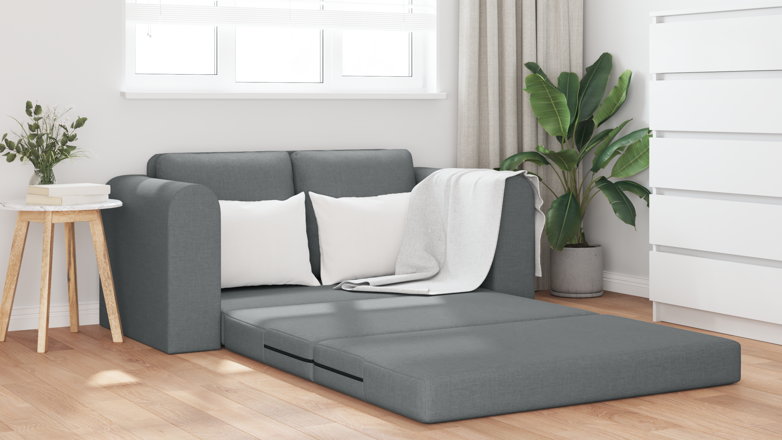 Divano Letto Grigio Scuro 148 X 71 X 83 Cm Tessuto - Image 4