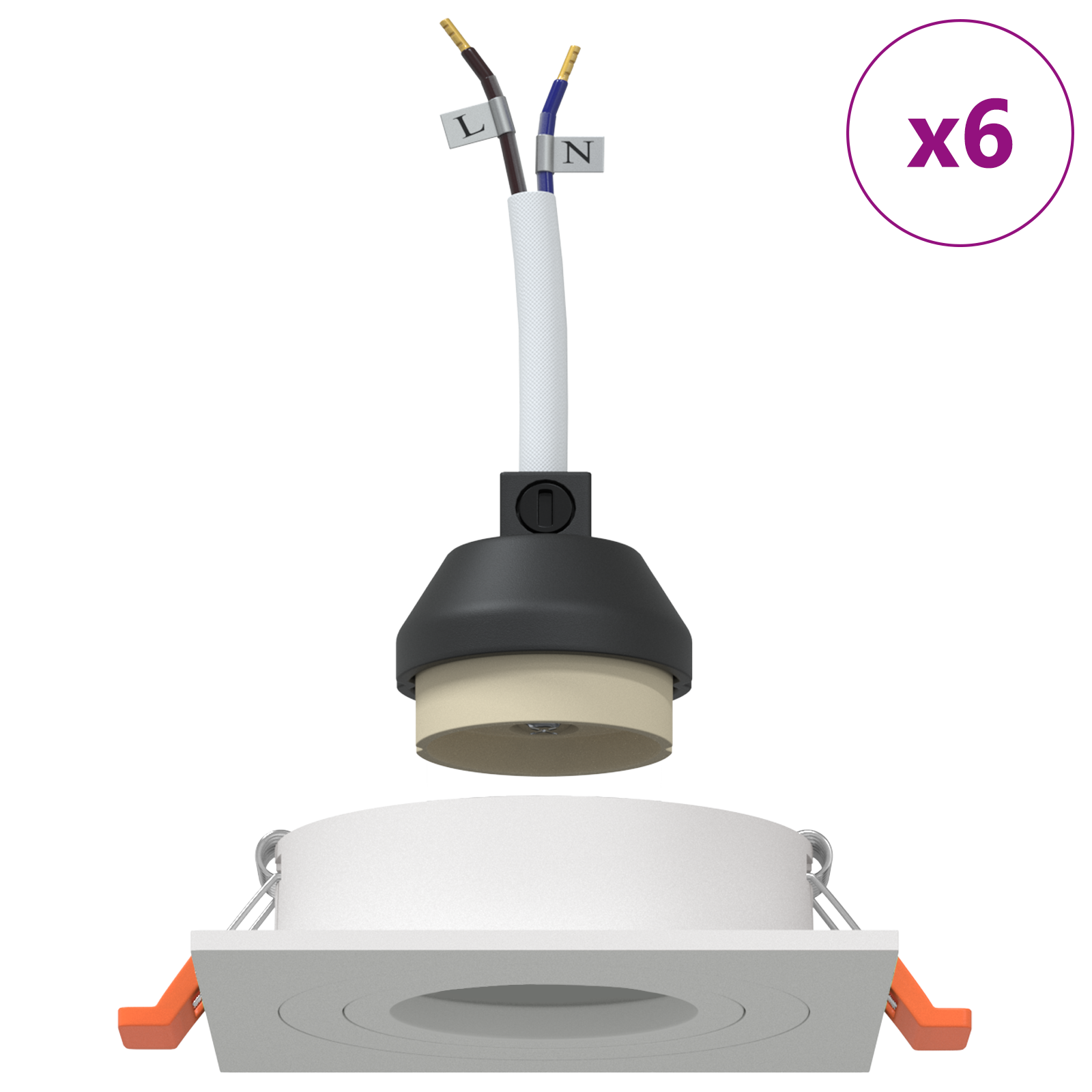 Spotlights Con I Riflettori 6 Pcs Bianco 9 X 9 X Cm Alluminio - Image 4