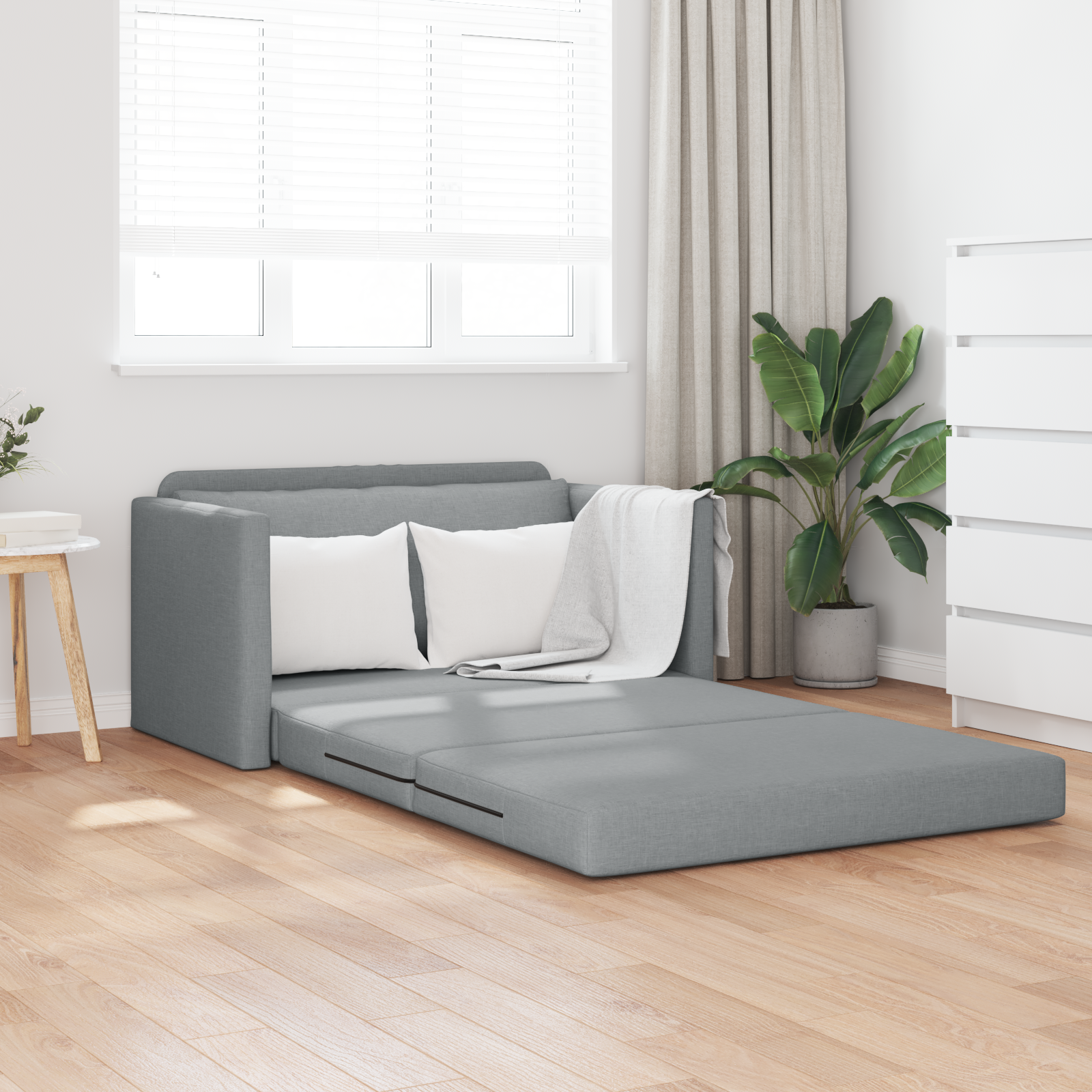 Divano Letto Grigio Chiaro 124 X 71 X 78 Cm Velluto