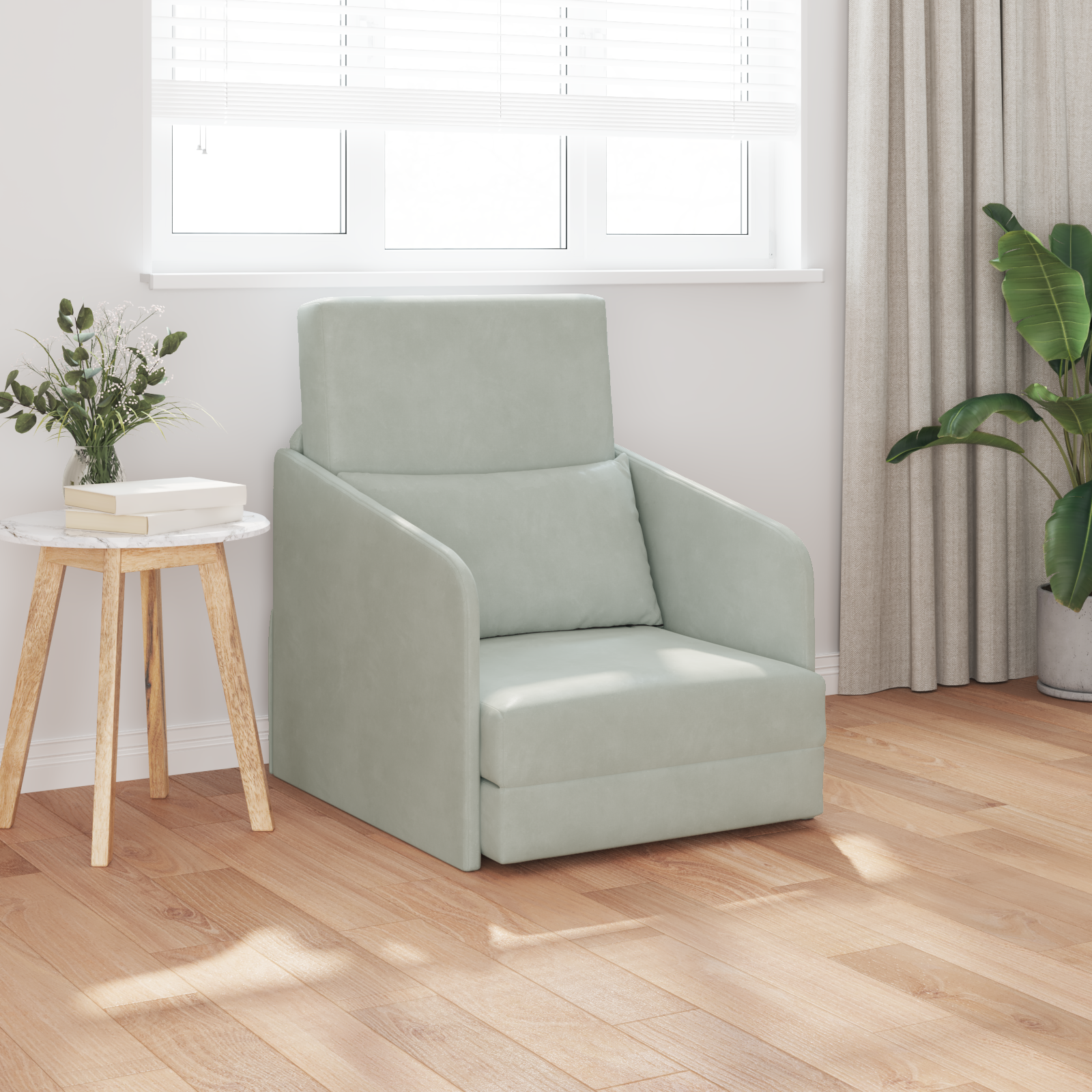 Divano Letto Grigio Chiaro 65 X 80 X 83 Cm Velluto