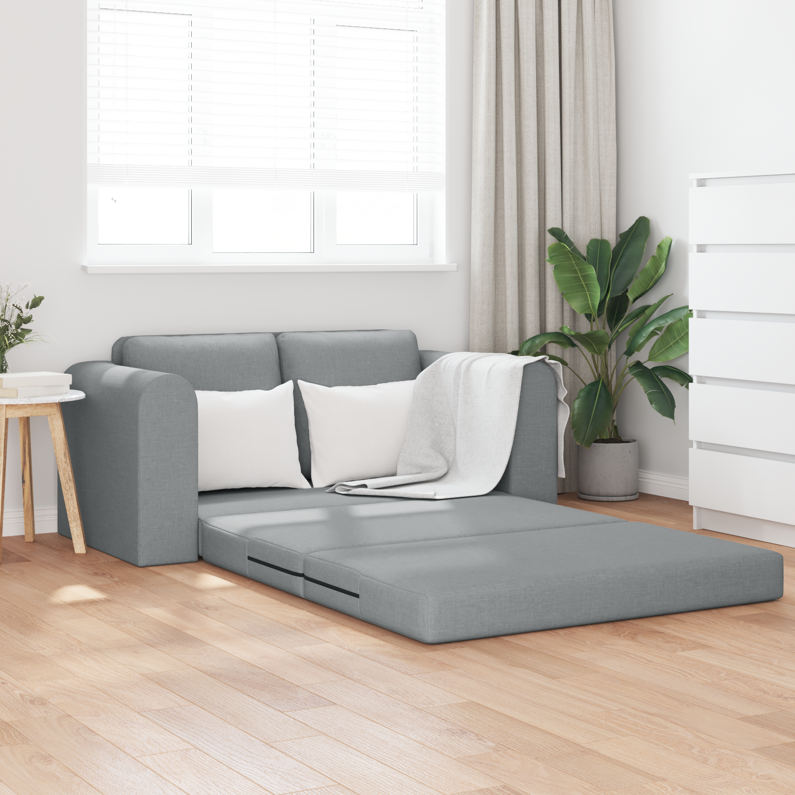 Divano Letto Grigio Chiaro 148 X 71 X 83 Cm Tessuto