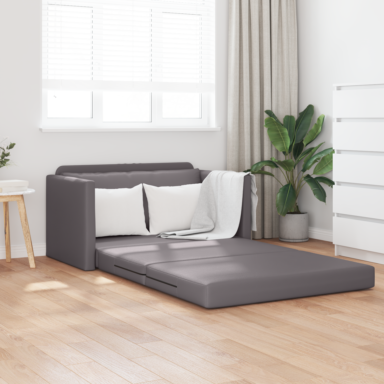 Divano Letto Grigio 124 X 71 X 78 Cm Velluto