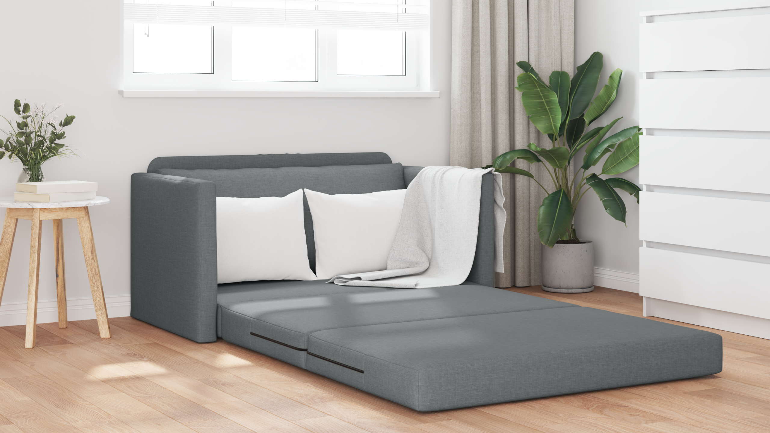 Divano Letto Grigio Scuro 124 X 71 X 78 Cm Velluto - Image 4