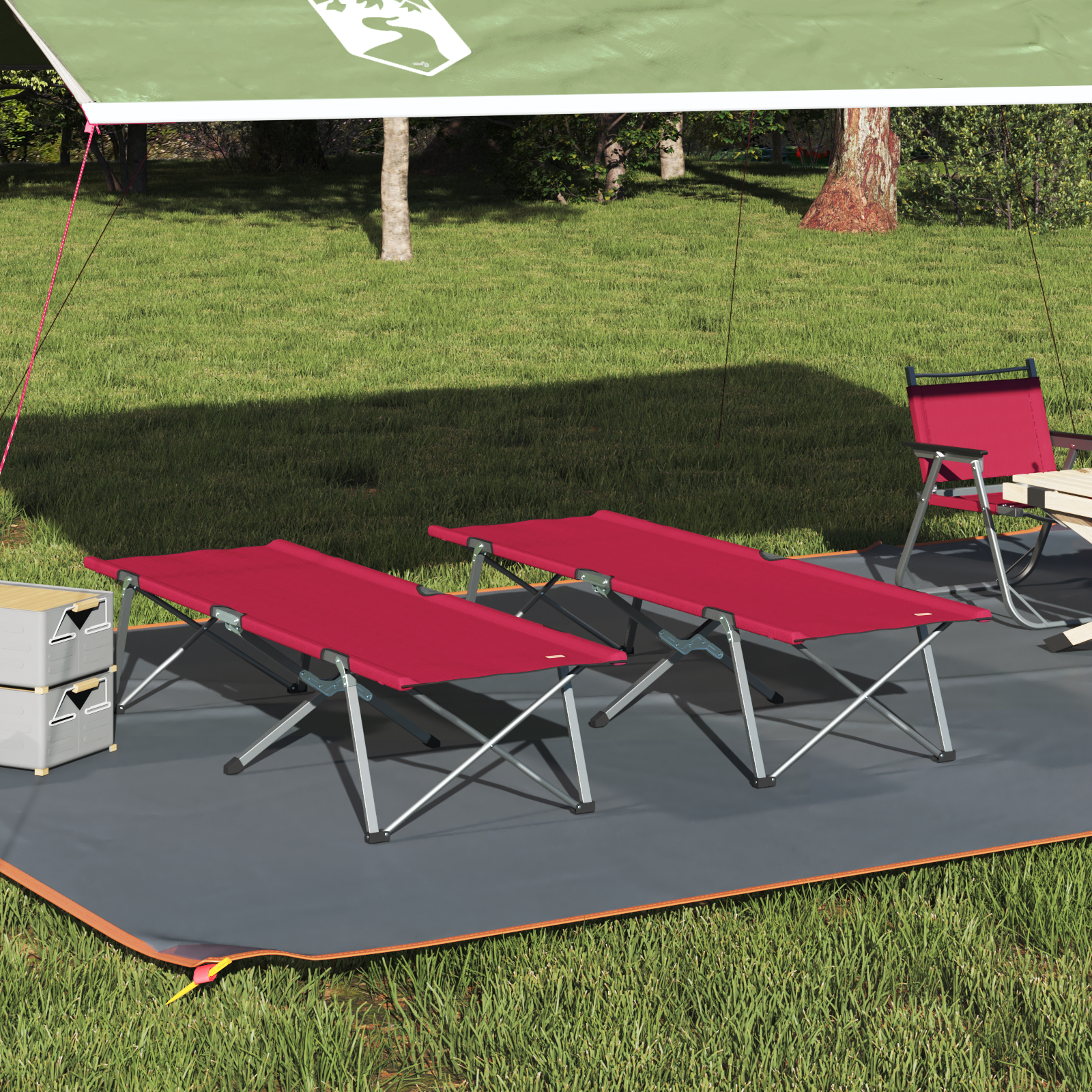 Letto Da Campeggio Pieghevole 2 Pcs Rosso 62 X 194 X 42 cm