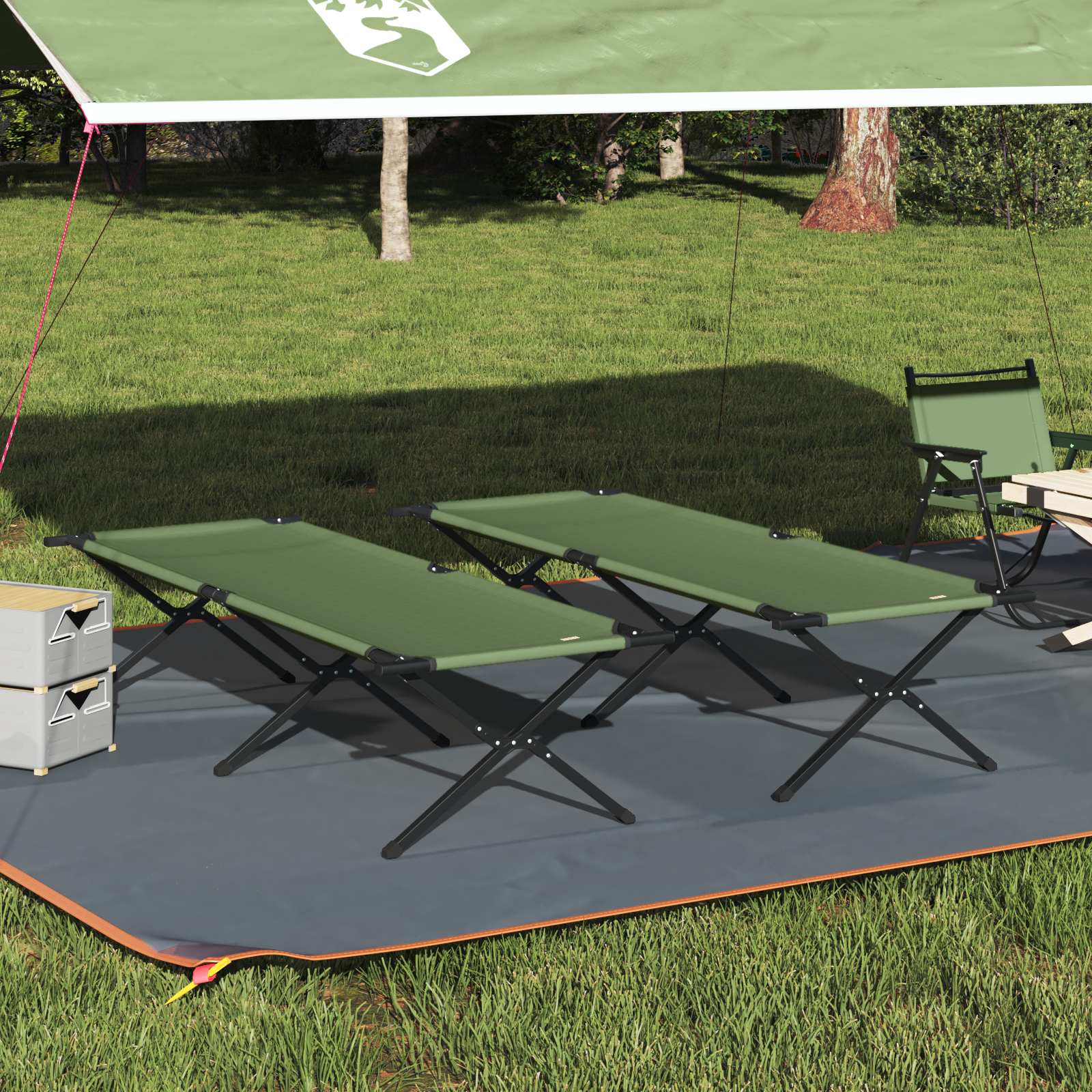 Letto Da Campeggio Pieghevole Amy Gialla Tessuto Oxford