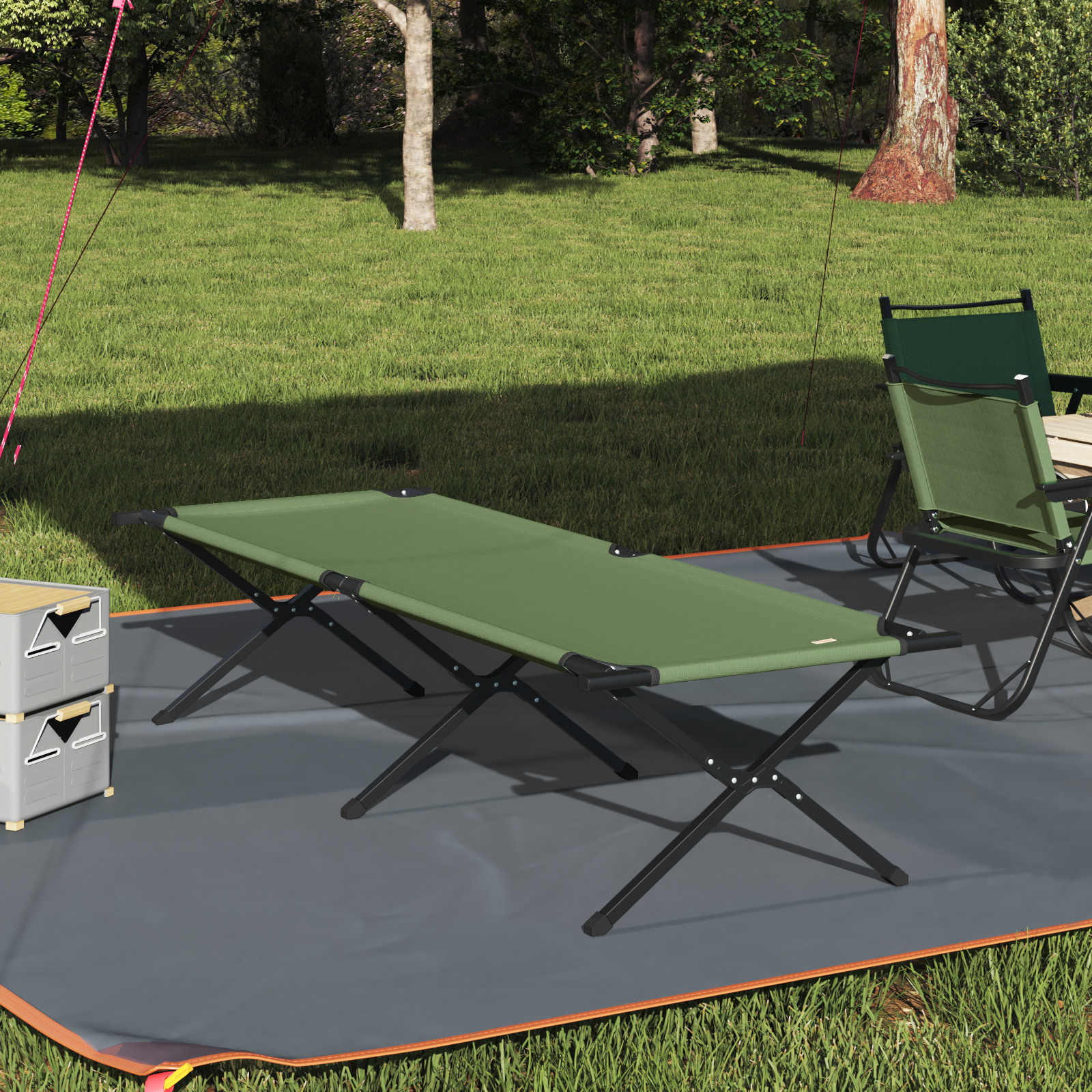 Letto Da Campeggio Pieghevole Amy Gialla Tessuto Oxford